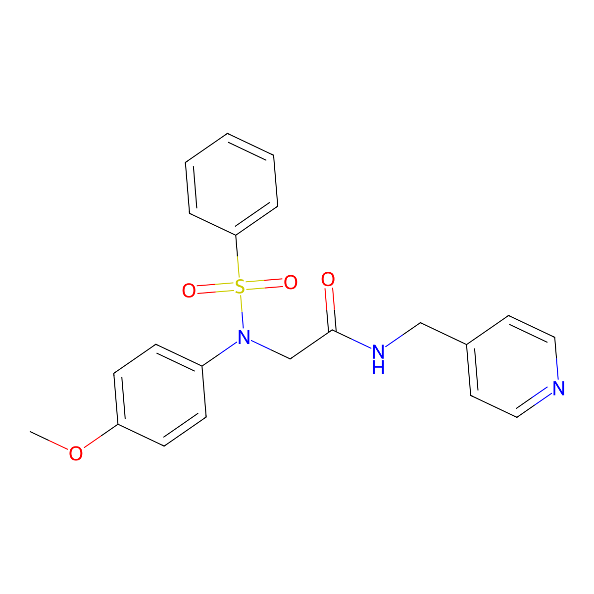 2-[N-(benzenesulfonyl)-4-methoxyanilino]-N-(pyridin-4-ylmethyl)acetamide molecular structure, CAS 443668-19-7