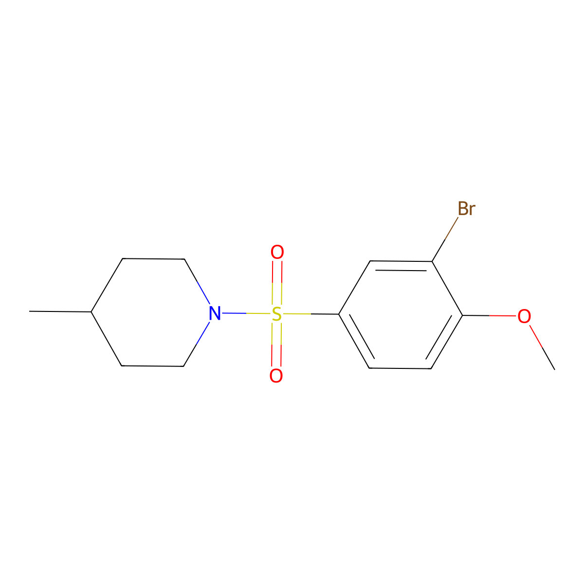 1-((3-Bromo-4-methoxyphenyl)sulfonyl)-4-methylpiperidine molecular structure, CAS 443668-51-7