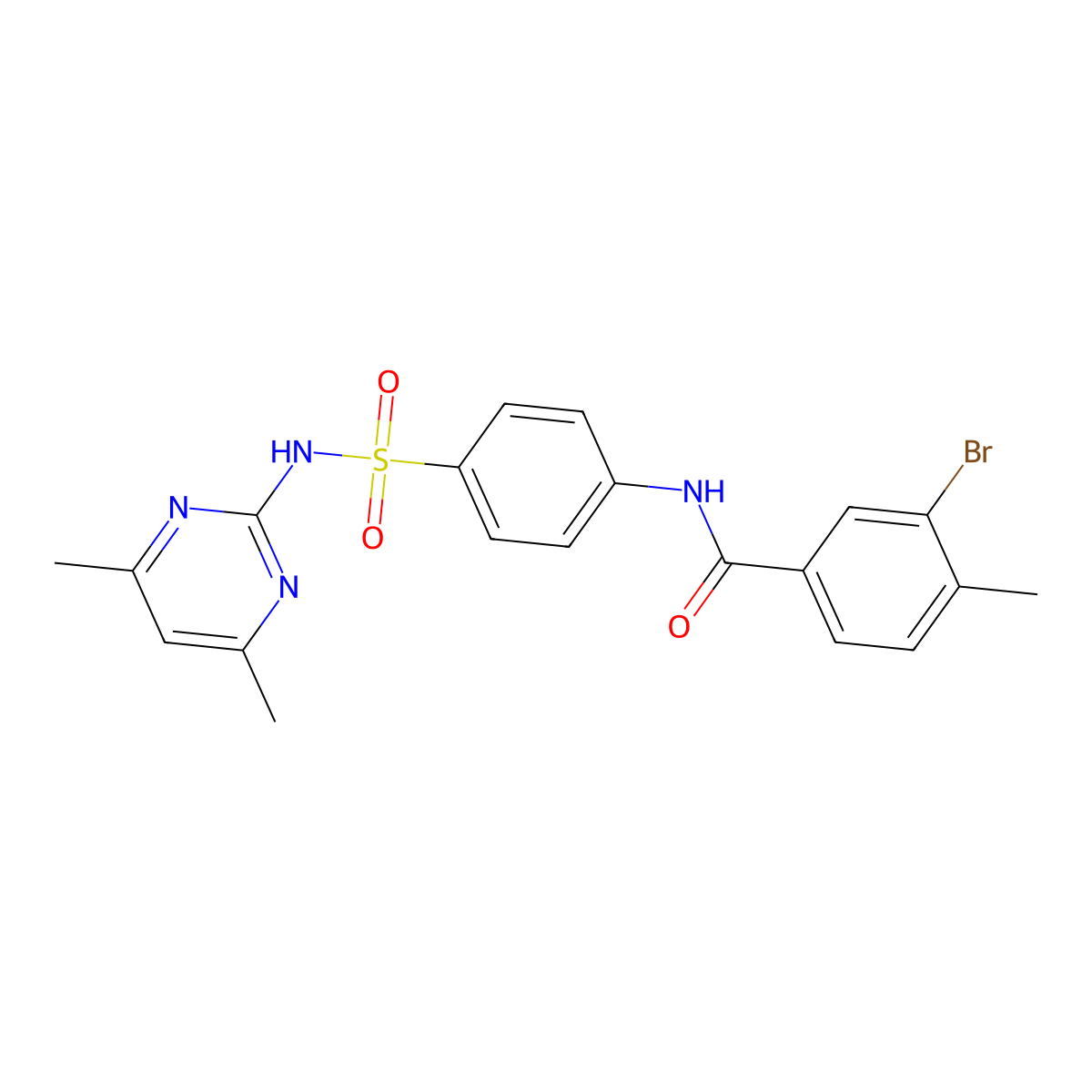 3-bromo-N-{4-[(4,6-dimethylpyrimidin-2-yl)sulfamoyl]phenyl}-4-methylbenzamide molecular structure, CAS 443668-66-4
