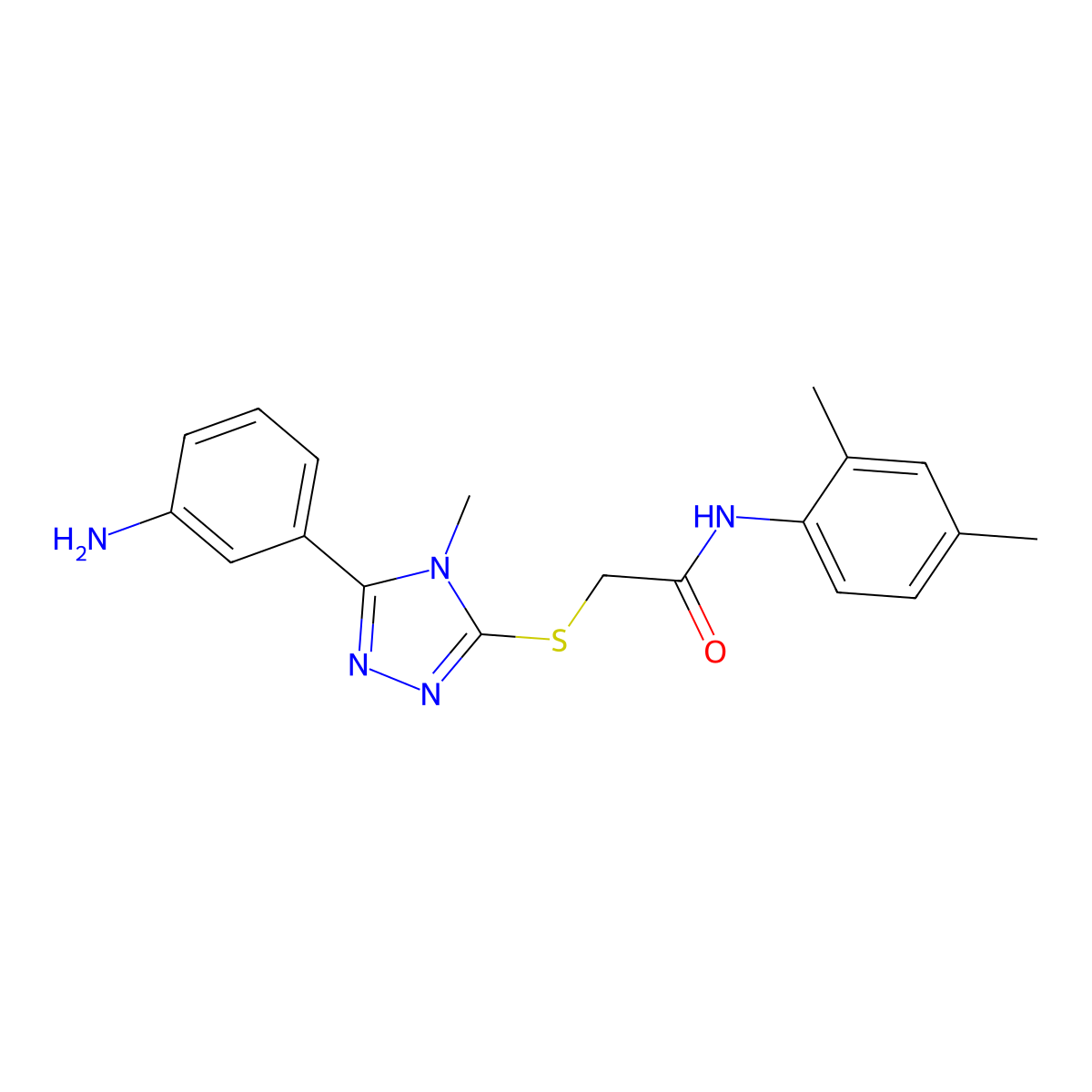2-{[5-(3-aminophenyl)-4-methyl-4H-1,2,4-triazol-3-yl]sulfanyl}-N-(2,4-dimethylphenyl)acetamide molecular structure, CAS 443668-96-0