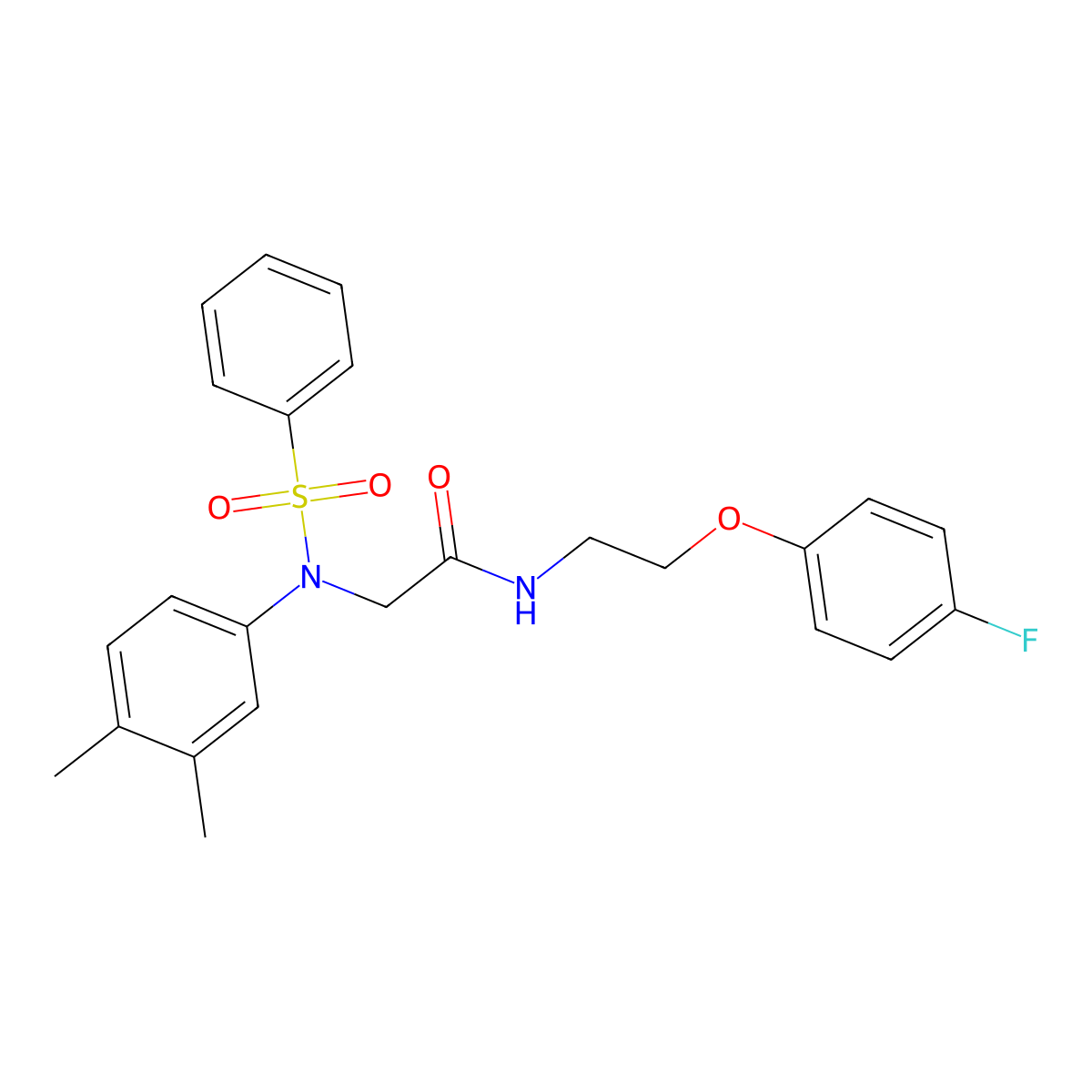 2-[N-(benzenesulfonyl)-3,4-dimethylanilino]-N-[2-(4-fluorophenoxy)ethyl]acetamide molecular structure, CAS 443669-40-7