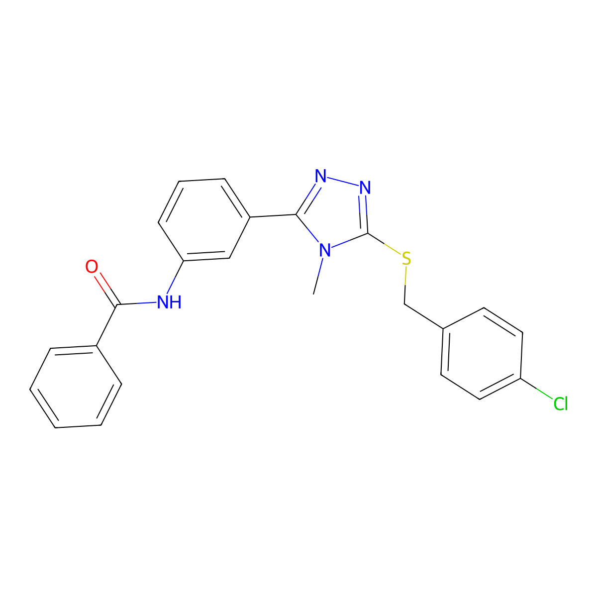 N-[3-[5-[(4-chlorophenyl)methylsulfanyl]-4-methyl-1,2,4-triazol-3-yl]phenyl]benzamide molecular structure, CAS 443669-59-8