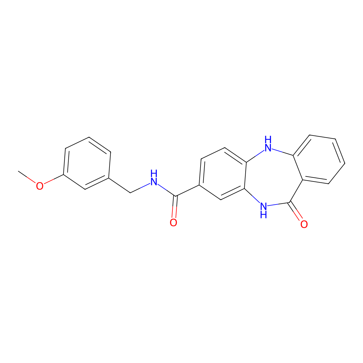 N-[(3-methoxyphenyl)methyl]-6-oxo-5,11-dihydrobenzo[b][1,4]benzodiazepine-3-carboxamide molecular structure, CAS 443670-21-1