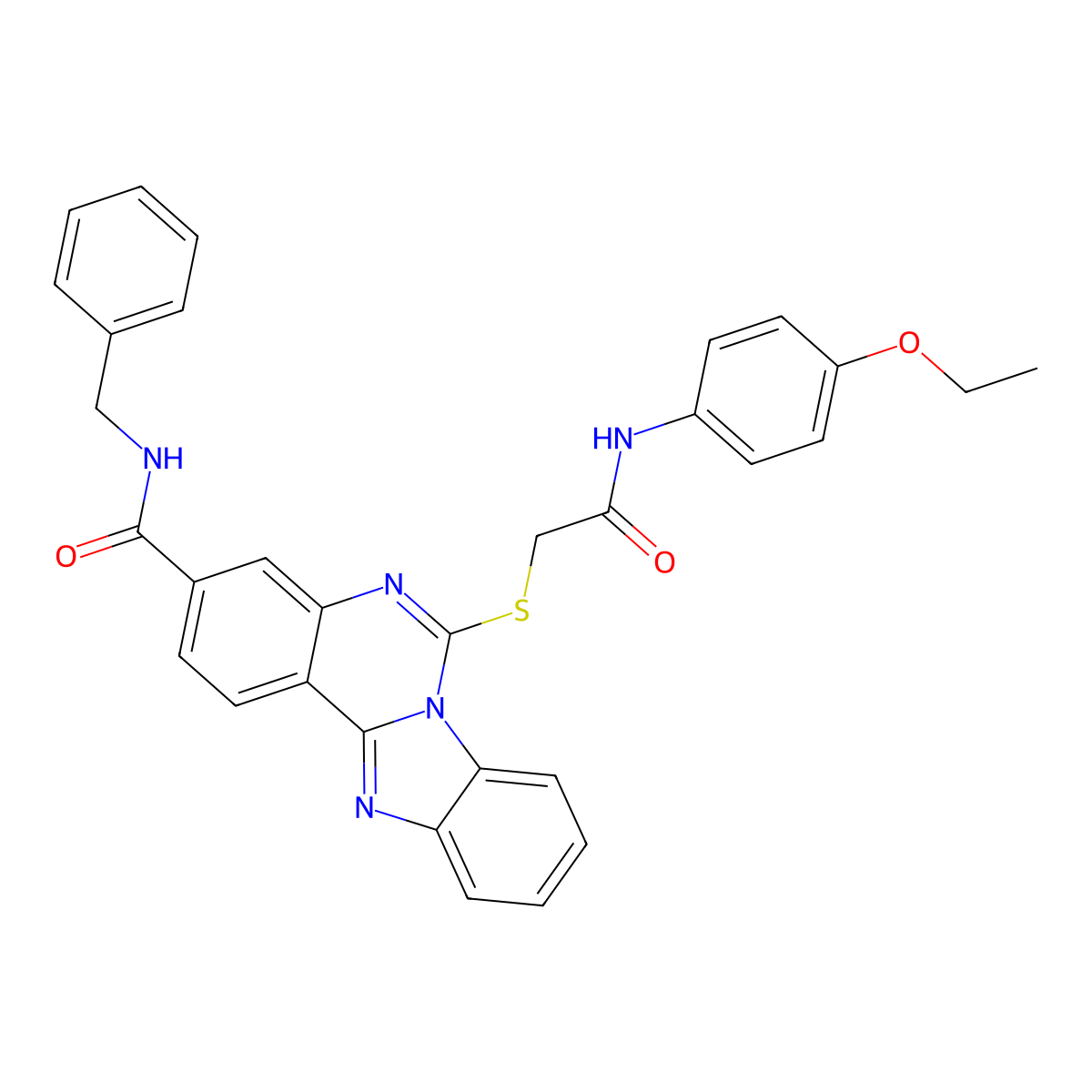 N-benzyl-6-[2-(4-ethoxyanilino)-2-oxoethyl]sulfanylbenzimidazolo[1,2-c]quinazoline-3-carboxamide molecular structure, CAS 443670-67-5