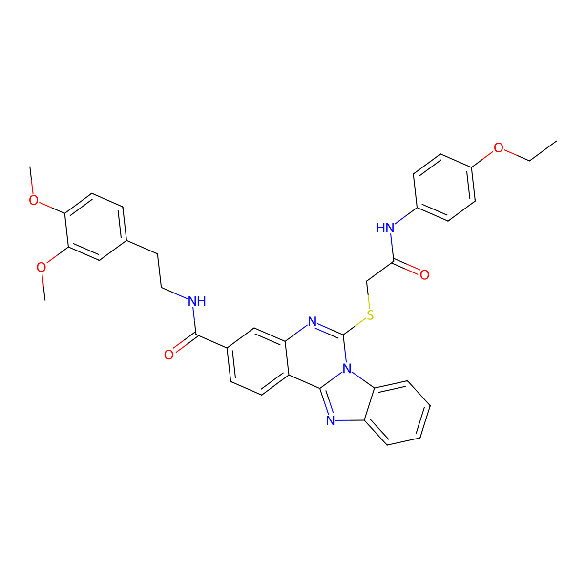 N-[2-(3,4-dimethoxyphenyl)ethyl]-9-({[(4-ethoxyphenyl)carbamoyl]methyl}sulfanyl)-8,10,17-triazatetracyclo[8.7.0.0^{2,7}.0^{11,16}]heptadeca-1(17),2,4,6,8,11(16),12,14-octaene-5-carboxamide molecular structure, CAS 443670-79-9