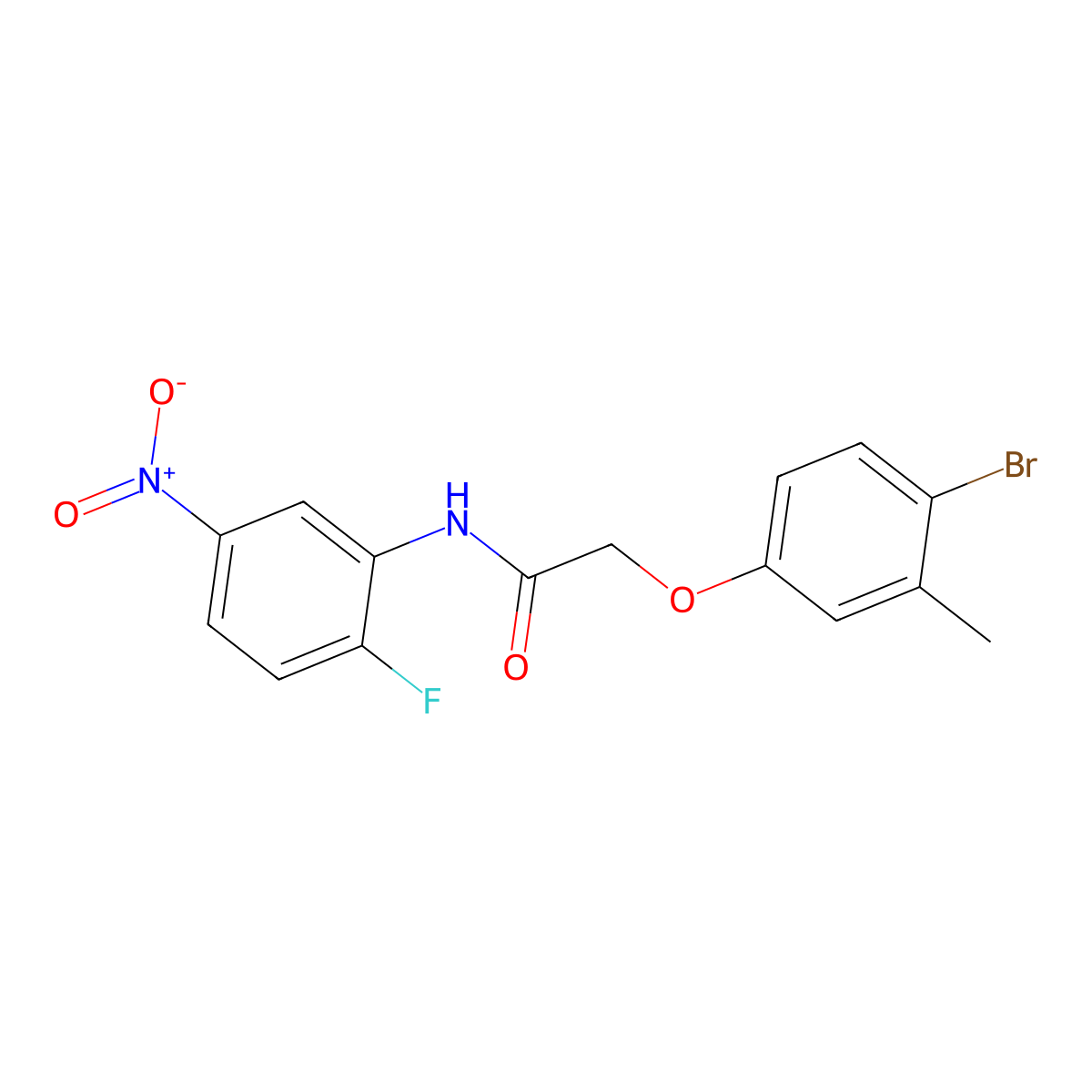 2-(4-bromo-3-methylphenoxy)-N-(2-fluoro-5-nitrophenyl)acetamide molecular structure, CAS 443670-81-3