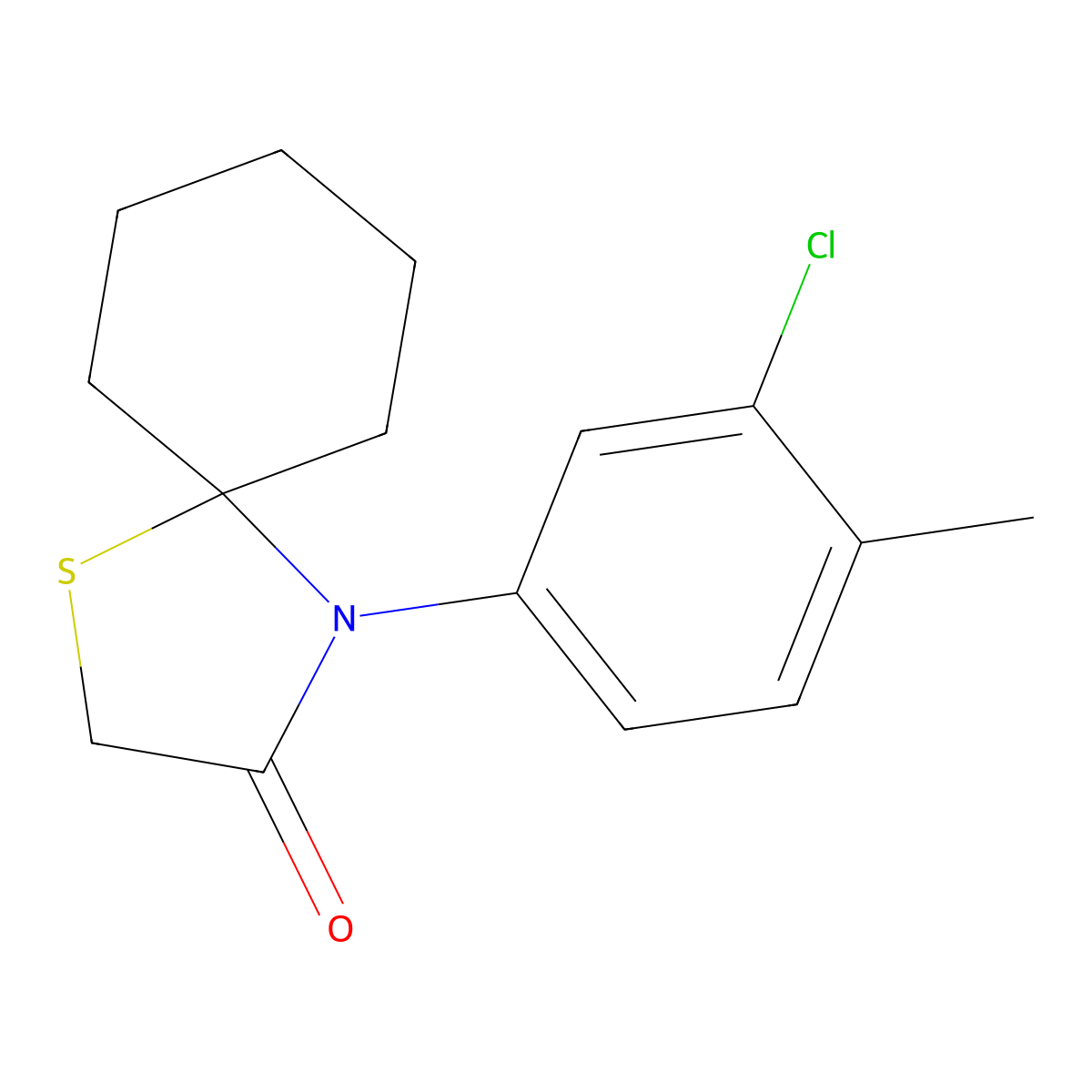 4-(3-Chloro-4-methylphenyl)-1-thia-4-azaspiro[4.5]decan-3-one molecular structure, CAS 443671-03-2