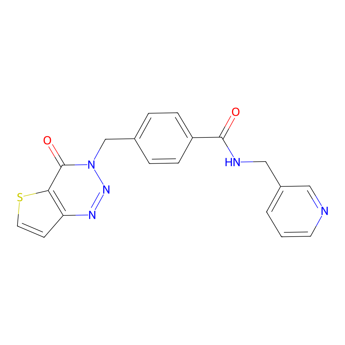 4-({4-oxo-3H,4H-thieno[3,2-d][1,2,3]triazin-3-yl}methyl)-N-[(pyridin-3-yl)methyl]benzamide molecular structure, CAS 443671-52-1