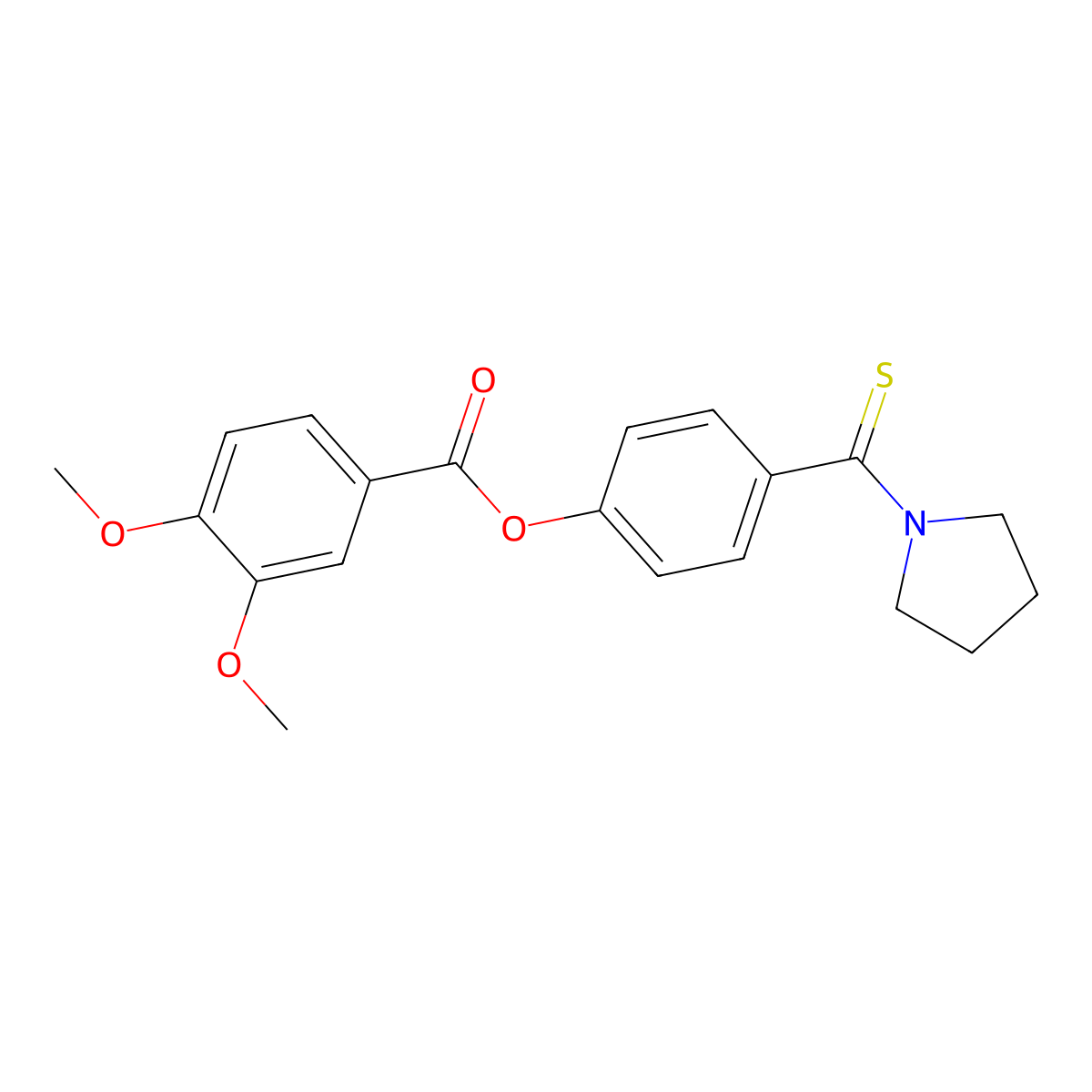 4-(Pyrrolidin-1-ylcarbonothioyl)phenyl 3,4-dimethoxybenzoate molecular structure, CAS 443671-67-8