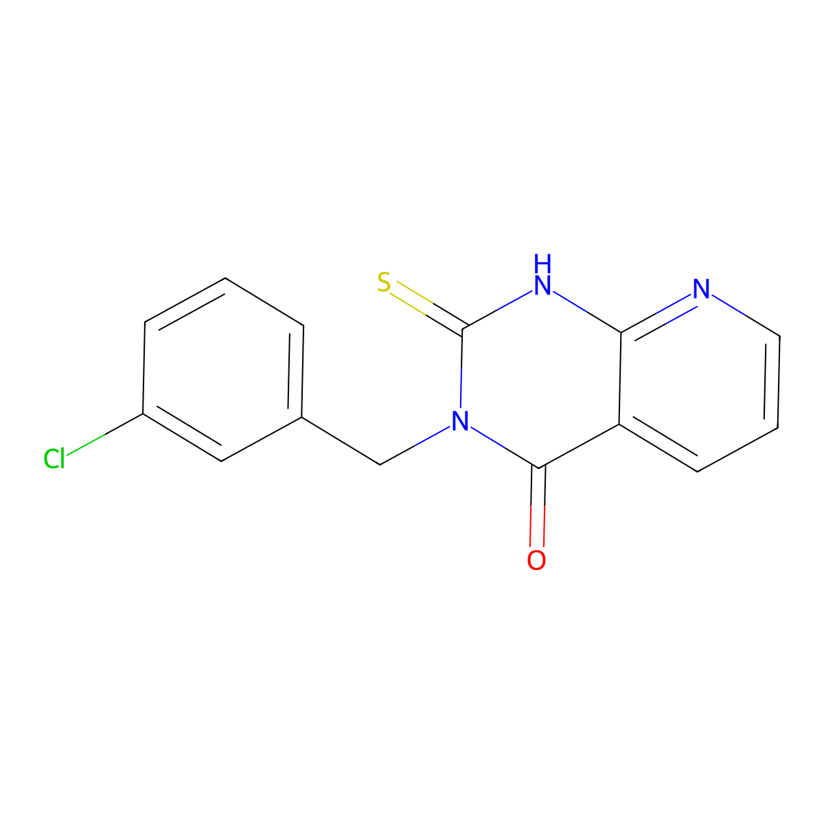3-[(3-chlorophenyl)methyl]-2-sulfanylidene-1H-pyrido[2,3-d]pyrimidin-4-one molecular structure, CAS 443671-68-9