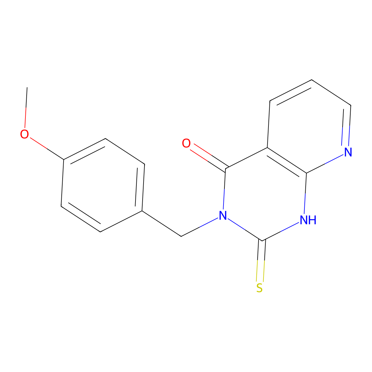 3-[(4-methoxyphenyl)methyl]-2-sulfanylidene-1H-pyrido[2,3-d]pyrimidin-4-one molecular structure, CAS 443671-71-4
