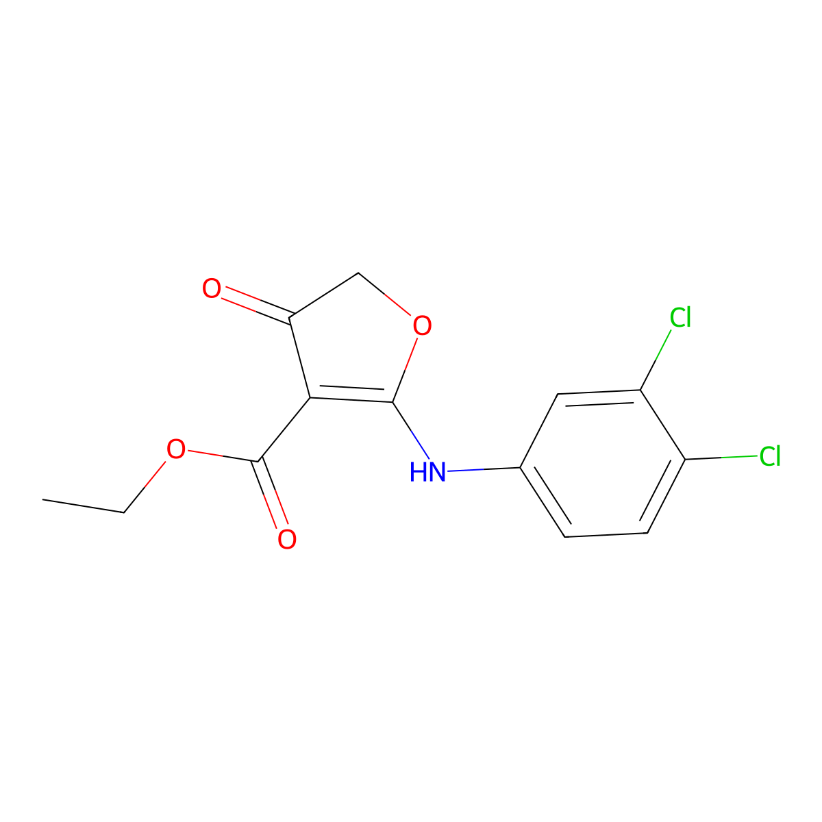 Ethyl 2-(3,4-dichloroanilino)-4-oxofuran-3-carboxylate molecular structure, CAS 443671-92-9