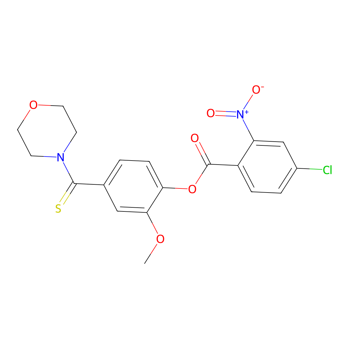 2-Methoxy-4-(morpholin-4-ylcarbonothioyl)phenyl 4-chloro-2-nitrobenzoate molecular structure, CAS 443672-15-9