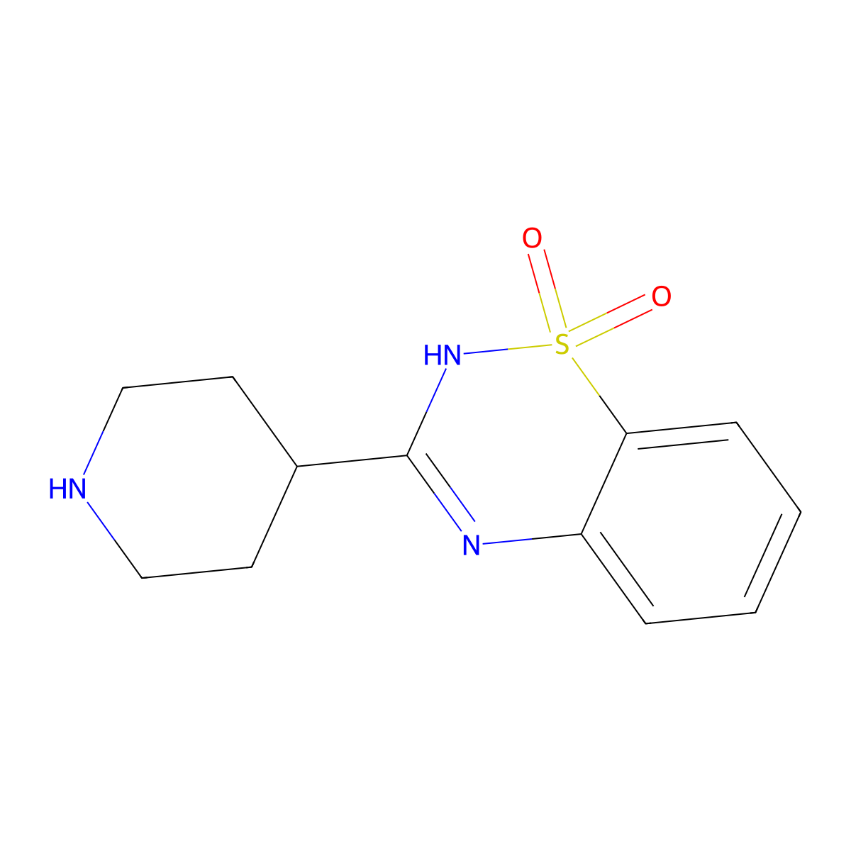 3-(Piperidin-4-yl)-2H-benzo[e][1,2,4]thiadiazine 1,1-dioxide molecular structure, CAS 443672-27-3