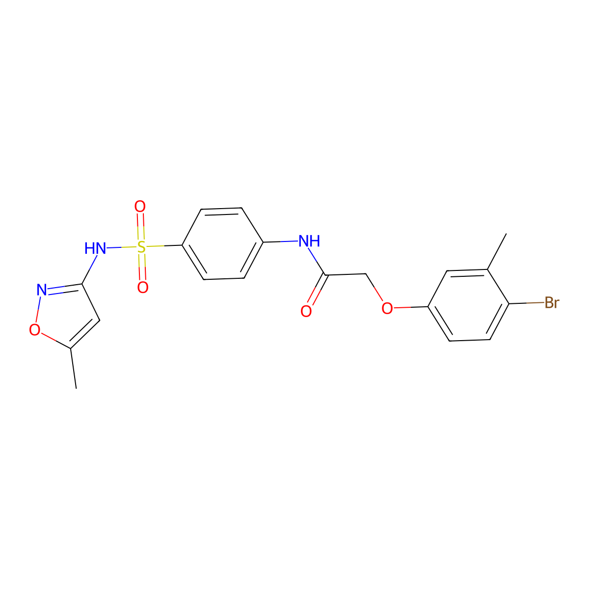 2-(4-bromo-3-methylphenoxy)-N-(4-{[(5-methyl-3-isoxazolyl)amino]sulfonyl}phenyl)acetamide molecular structure, CAS 443672-84-2