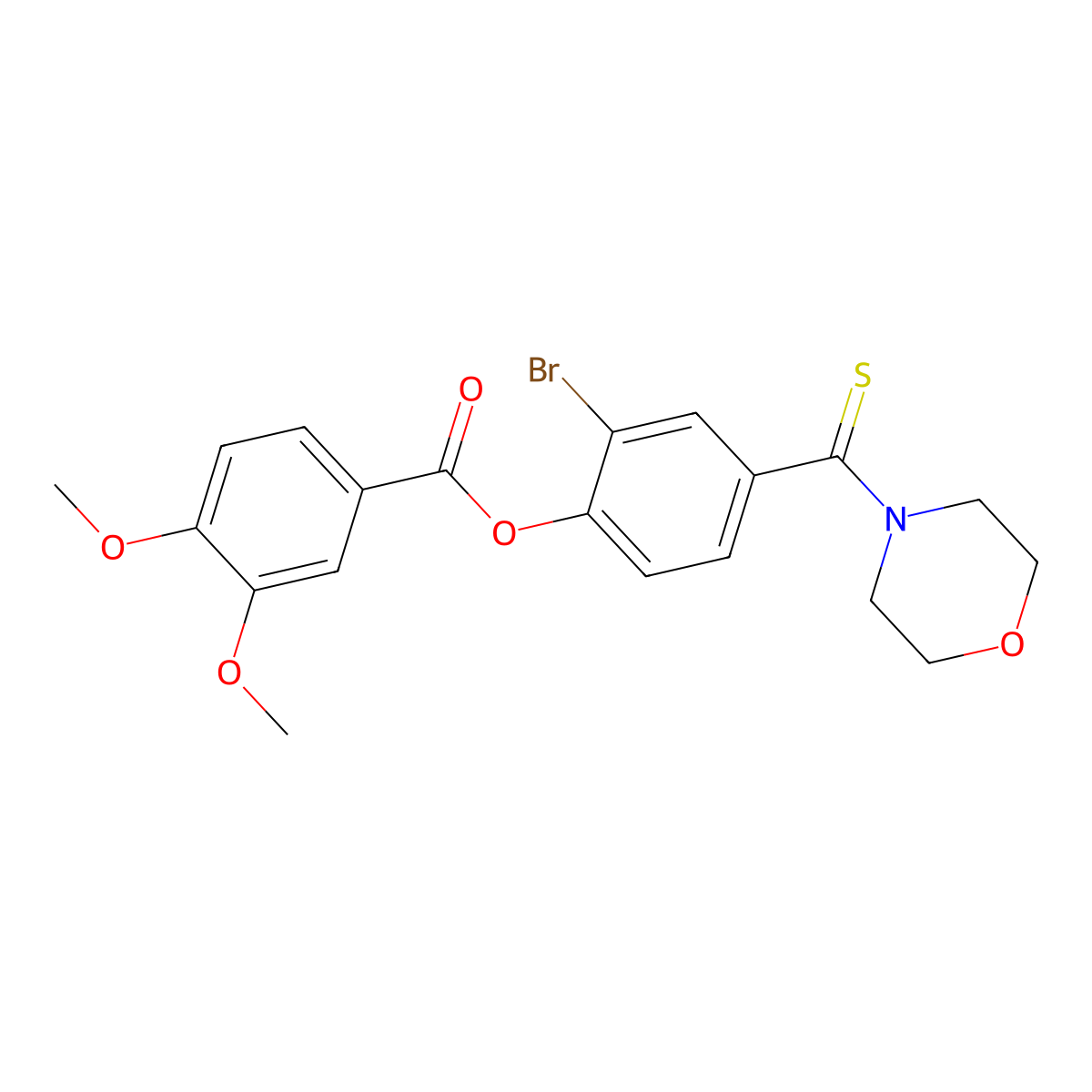 2-Bromo-4-(morpholin-4-ylcarbonothioyl)phenyl 3,4-dimethoxybenzoate molecular structure, CAS 443673-16-3
