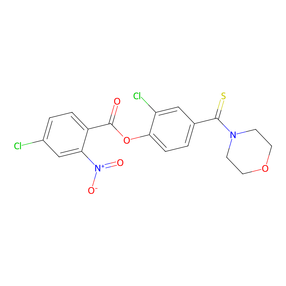 2-Chloro-4-(morpholin-4-ylcarbonothioyl)phenyl 4-chloro-2-nitrobenzoate molecular structure, CAS 443673-84-5