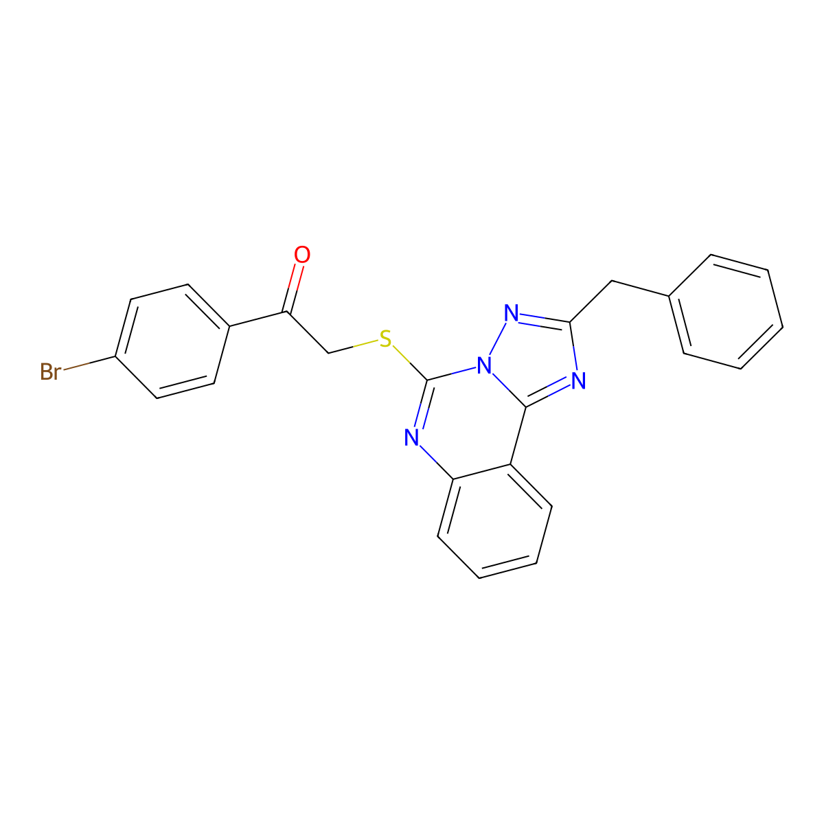 2-[(2-Benzyl-[1,2,4]triazolo[1,5-c]quinazolin-5-yl)sulfanyl]-1-(4-bromophenyl)ethanone molecular structure, CAS 443674-18-8