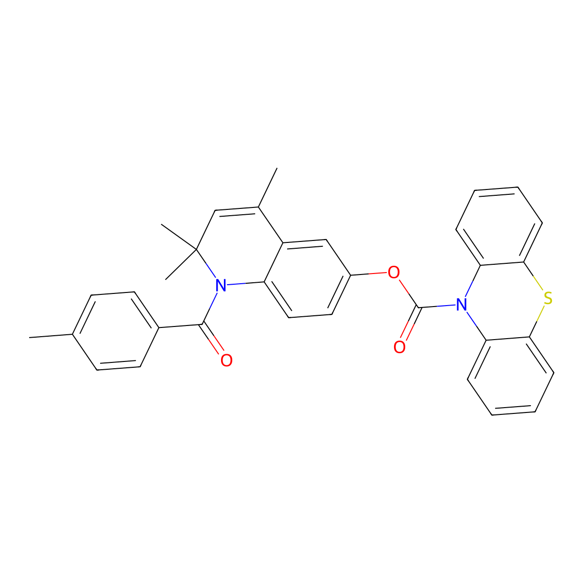 2,2,4-trimethyl-1-[(4-methylphenyl)carbonyl]-1,2-dihydroquinolin-6-yl 10H-phenothiazine-10-carboxylate molecular structure, CAS 443674-31-5