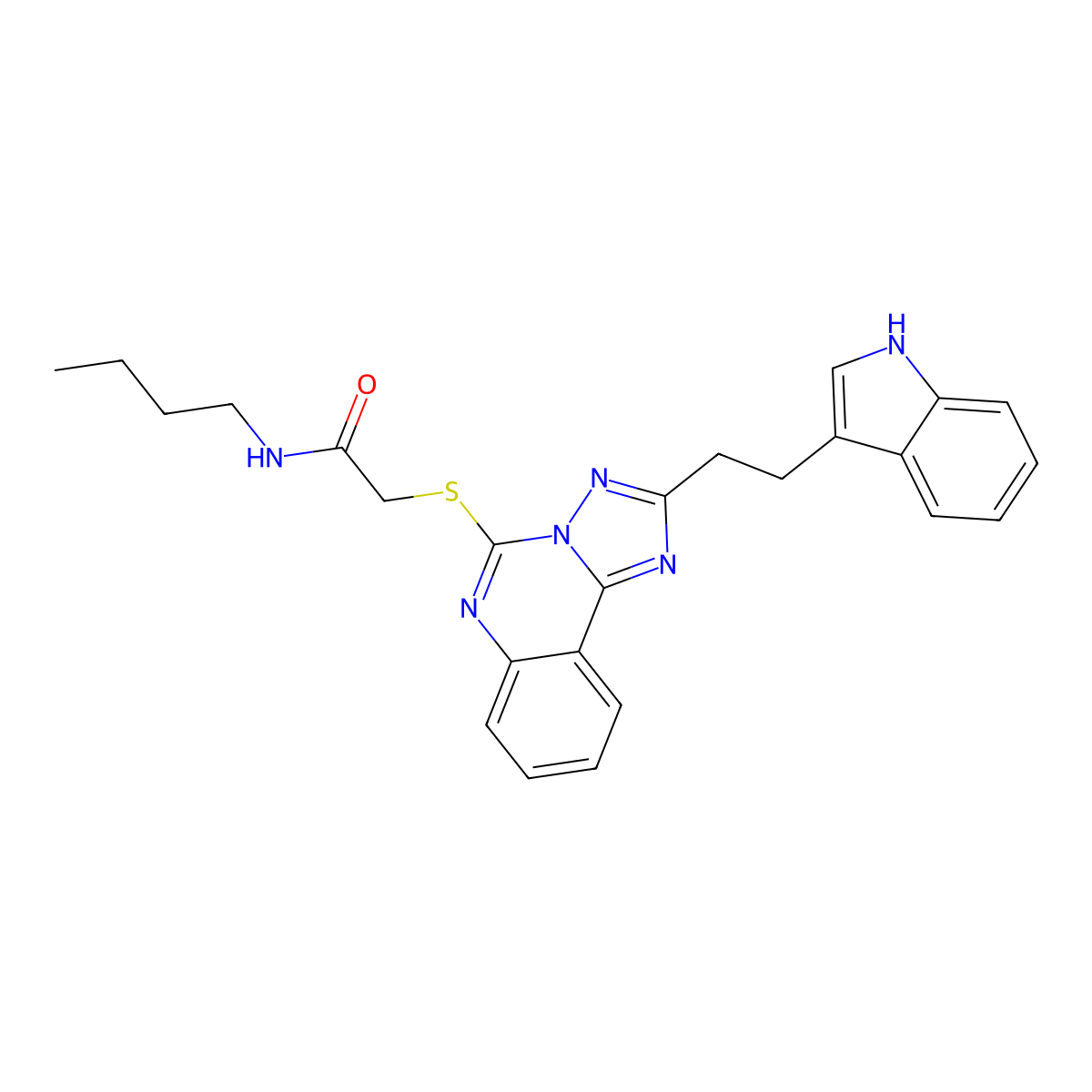 N-butyl-2-({2-[2-(1H-indol-3-yl)ethyl]-[1,2,4]triazolo[1,5-c]quinazolin-5-yl}sulfanyl)acetamide molecular structure, CAS 443674-46-2