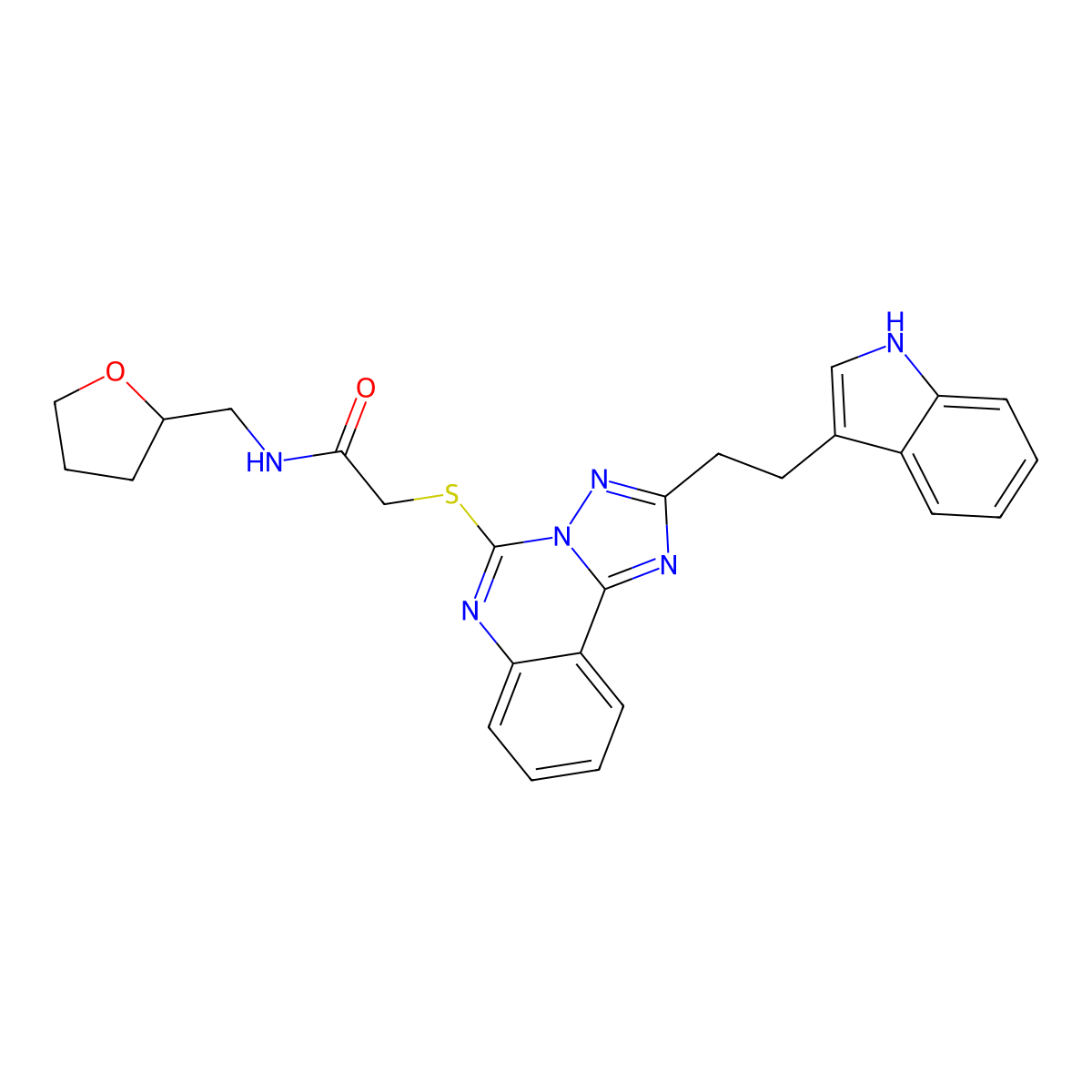 2-({2-[2-(1H-indol-3-yl)ethyl]-[1,2,4]triazolo[1,5-c]quinazolin-5-yl}sulfanyl)-N-[(oxolan-2-yl)methyl]acetamide molecular structure, CAS 443674-50-8