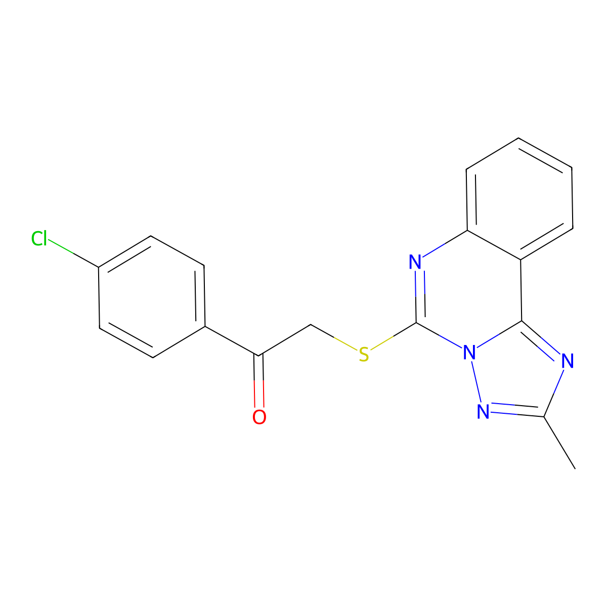 1-(4-Chlorophenyl)-2-[(2-methyl[1,2,4]triazolo[1,5-c]quinazolin-5-yl)thio]ethanone molecular structure, CAS 443675-07-8