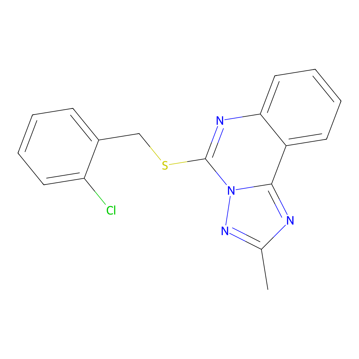 5-[(2-Chlorobenzyl)sulfanyl]-2-methyl[1,2,4]triazolo[1,5-c]quinazoline molecular structure, CAS 443675-19-2