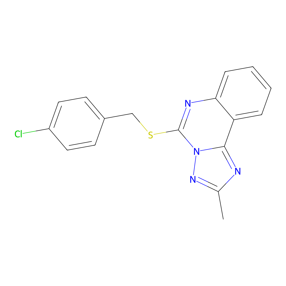 5-[(4-Chlorobenzyl)sulfanyl]-2-methyl[1,2,4]triazolo[1,5-c]quinazoline molecular structure, CAS 443675-23-8