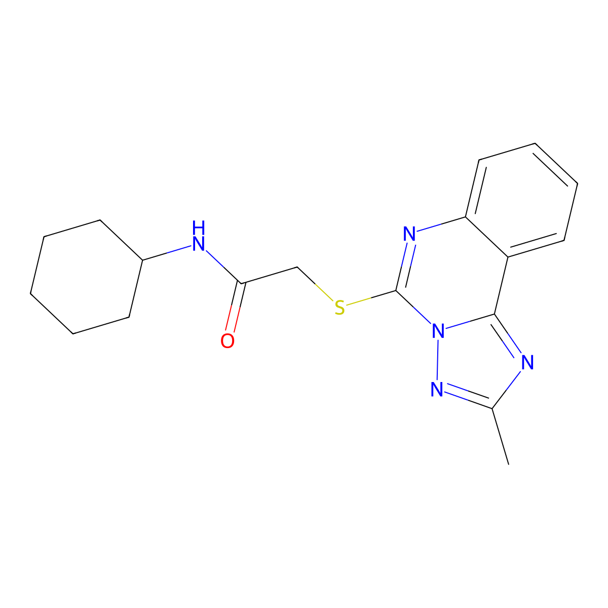 N-cyclohexyl-2-({2-methyl-[1,2,4]triazolo[1,5-c]quinazolin-5-yl}sulfanyl)acetamide molecular structure, CAS 443675-35-2