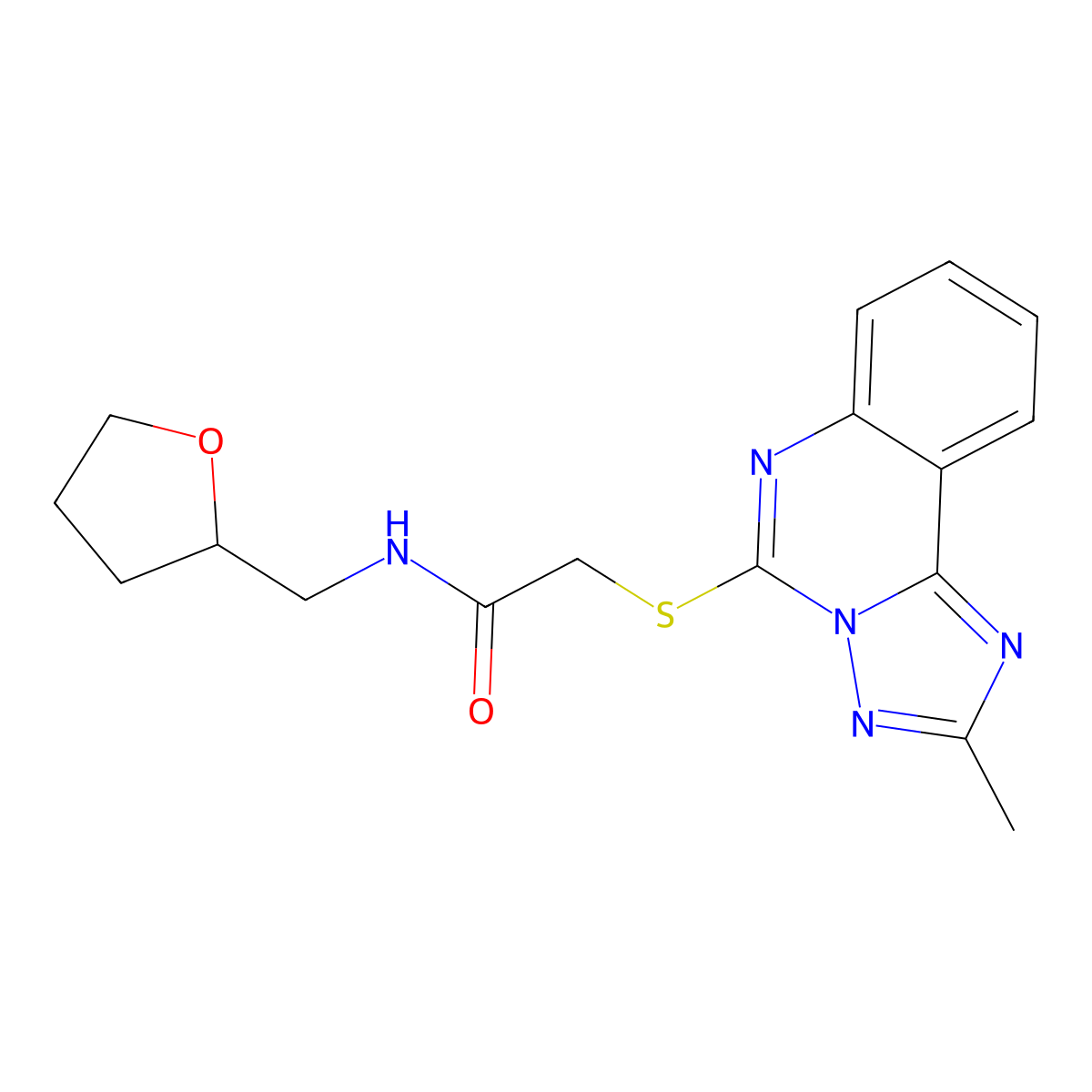 2-[(2-methyl-[1,2,4]triazolo[1,5-c]quinazolin-5-yl)sulfanyl]-N-(oxolan-2-ylmethyl)acetamide molecular structure, CAS 443675-52-3