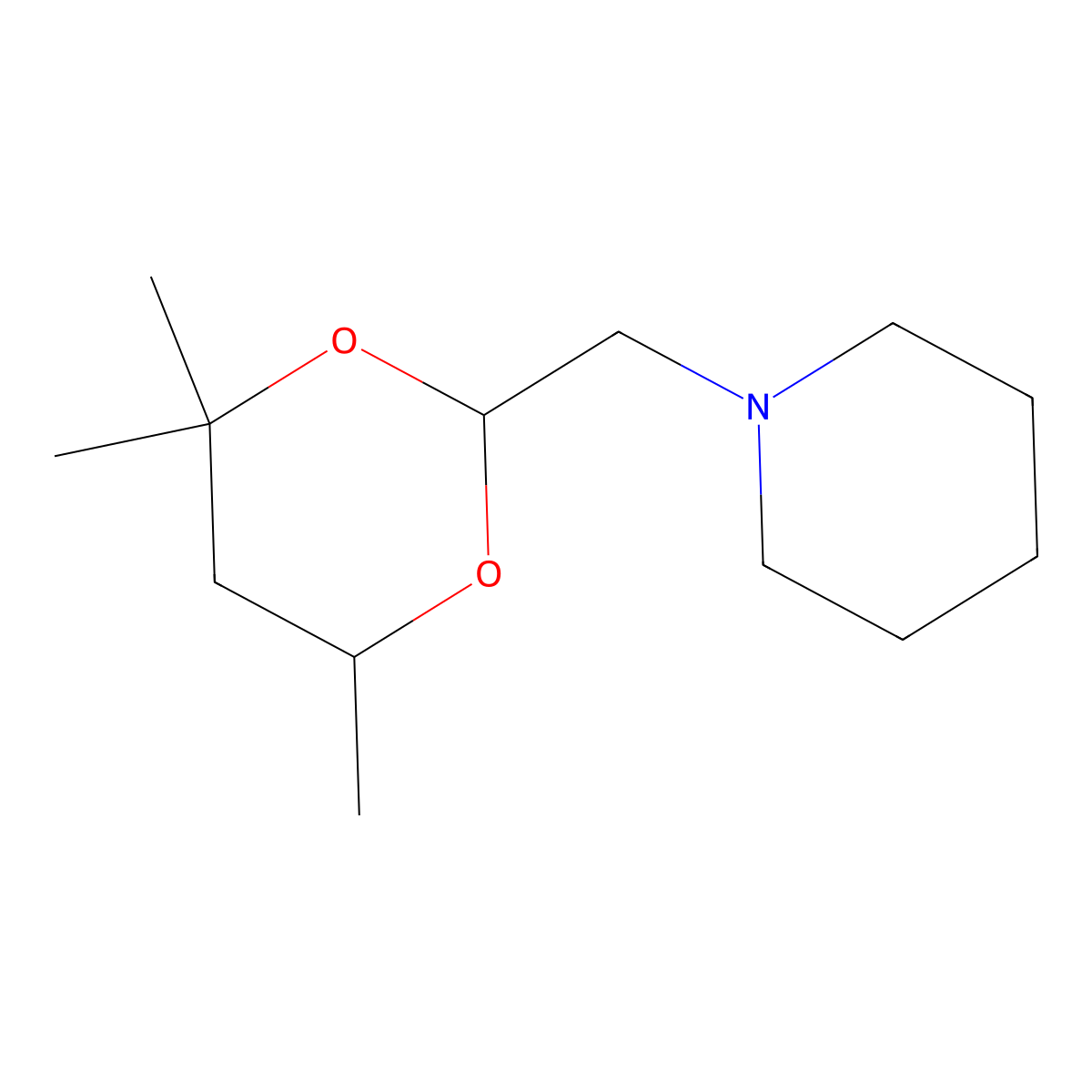 1-[(4,4,6-Trimethyl-1,3-dioxan-2-yl)methyl]piperidine molecular structure, CAS 443676-32-2