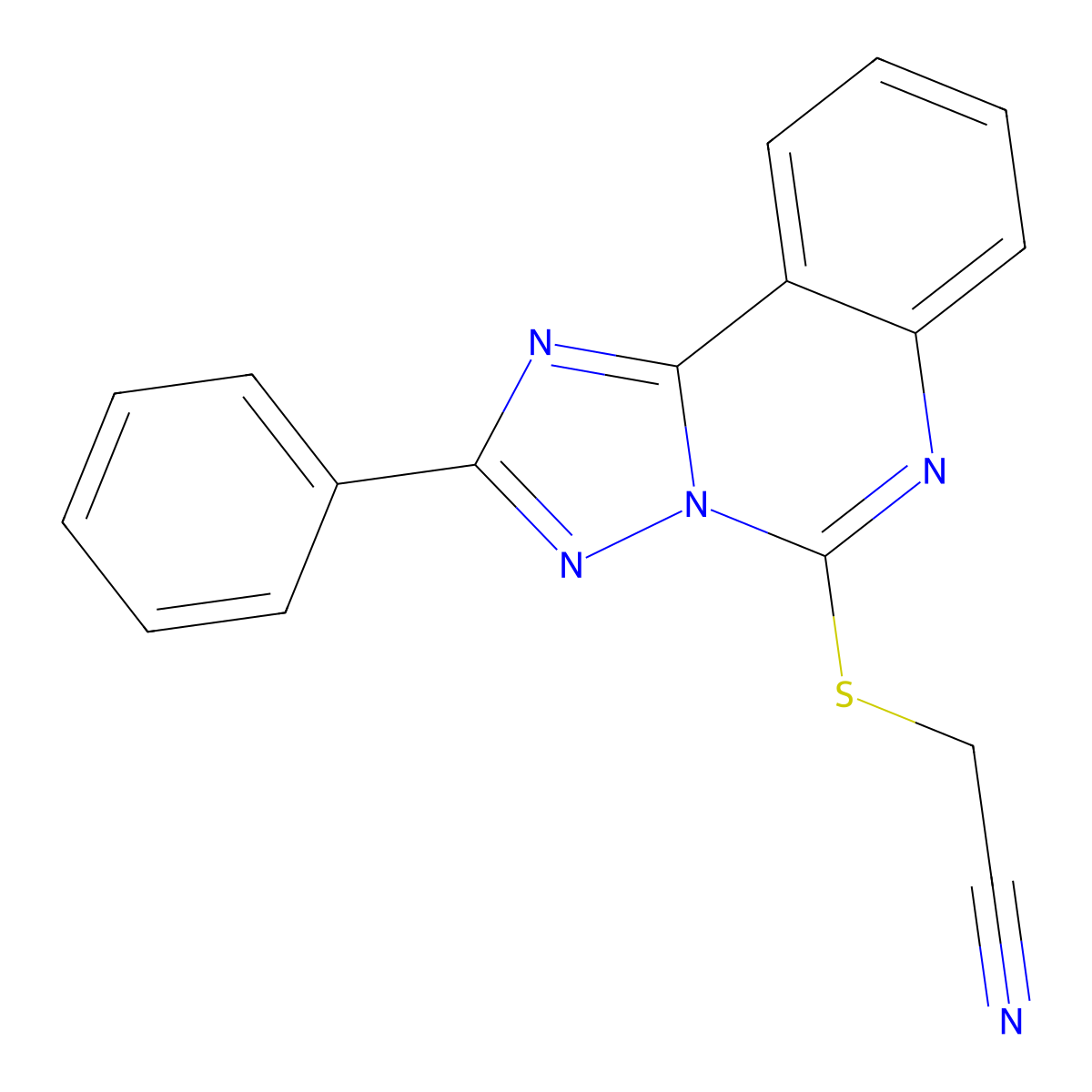 2-({2-Phenyl-[1,2,4]triazolo[1,5-C]quinazolin-5-YL}sulfanyl)acetonitrile molecular structure, CAS 443676-39-9