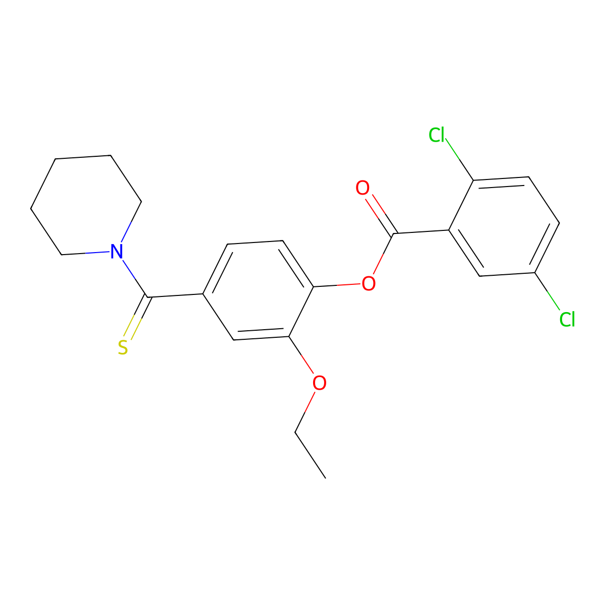 2-Ethoxy-4-(piperidin-1-ylcarbonothioyl)phenyl 2,5-dichlorobenzoate molecular structure, CAS 443676-51-5