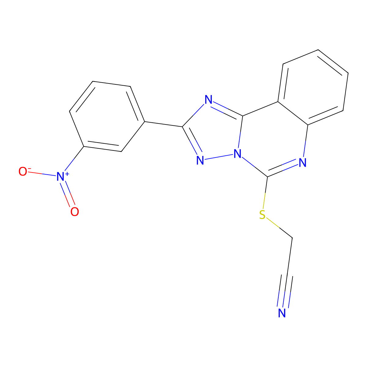 2-[[2-(3-Nitrophenyl)-[1,2,4]triazolo[1,5-c]quinazolin-5-yl]sulfanyl]acetonitrile molecular structure, CAS 443676-99-1