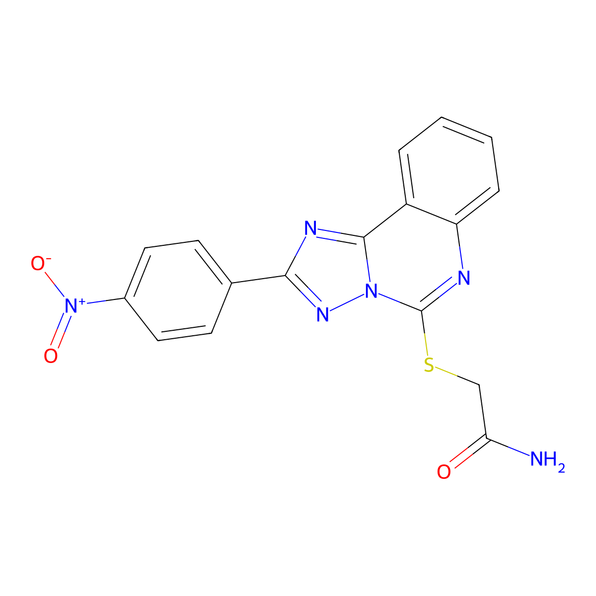 2-{[2-(4-Nitrophenyl)-[1,2,4]triazolo[1,5-c]quinazolin-5-yl]sulfanyl}acetamide molecular structure, CAS 443677-36-9