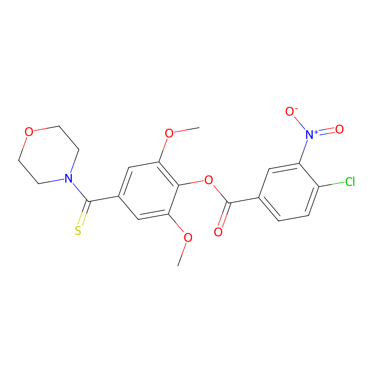 2,6-Dimethoxy-4-(morpholin-4-ylcarbonothioyl)phenyl 4-chloro-3-nitrobenzoate molecular structure, CAS 443678-02-2