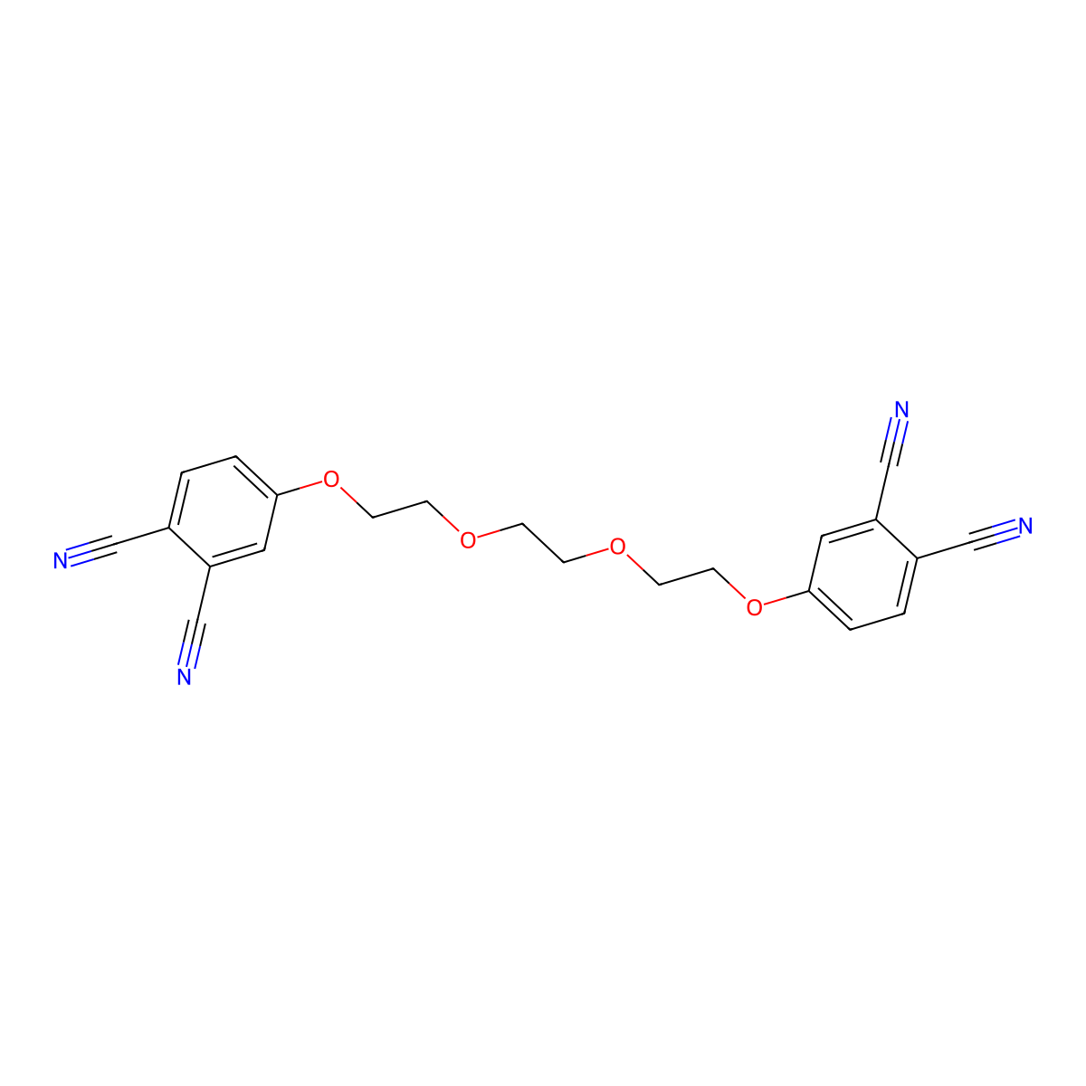 4,4'-(((Ethane-1,2-diylbis(oxy))bis(ethane-2,1-diyl))bis(oxy))diphthalonitrile molecular structure, CAS 443679-21-8