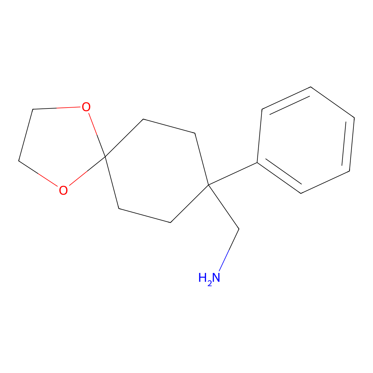 (8-Phenyl-1,4-dioxaspiro[4.5]decan-8-YL)methanamine molecular structure, CAS 443687-93-2