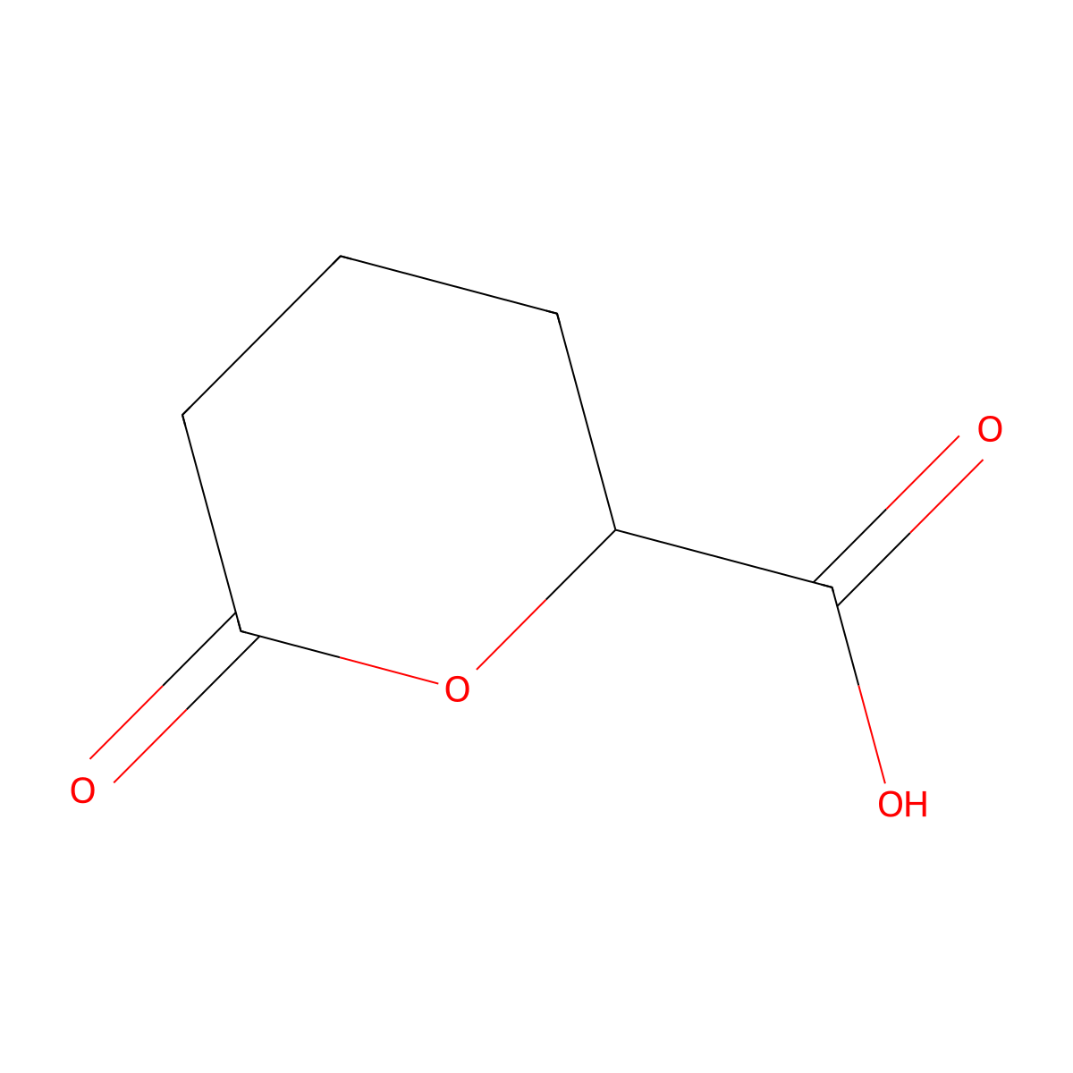 6-Oxooxane-2-carboxylic acid molecular structure, CAS 4437-40-5