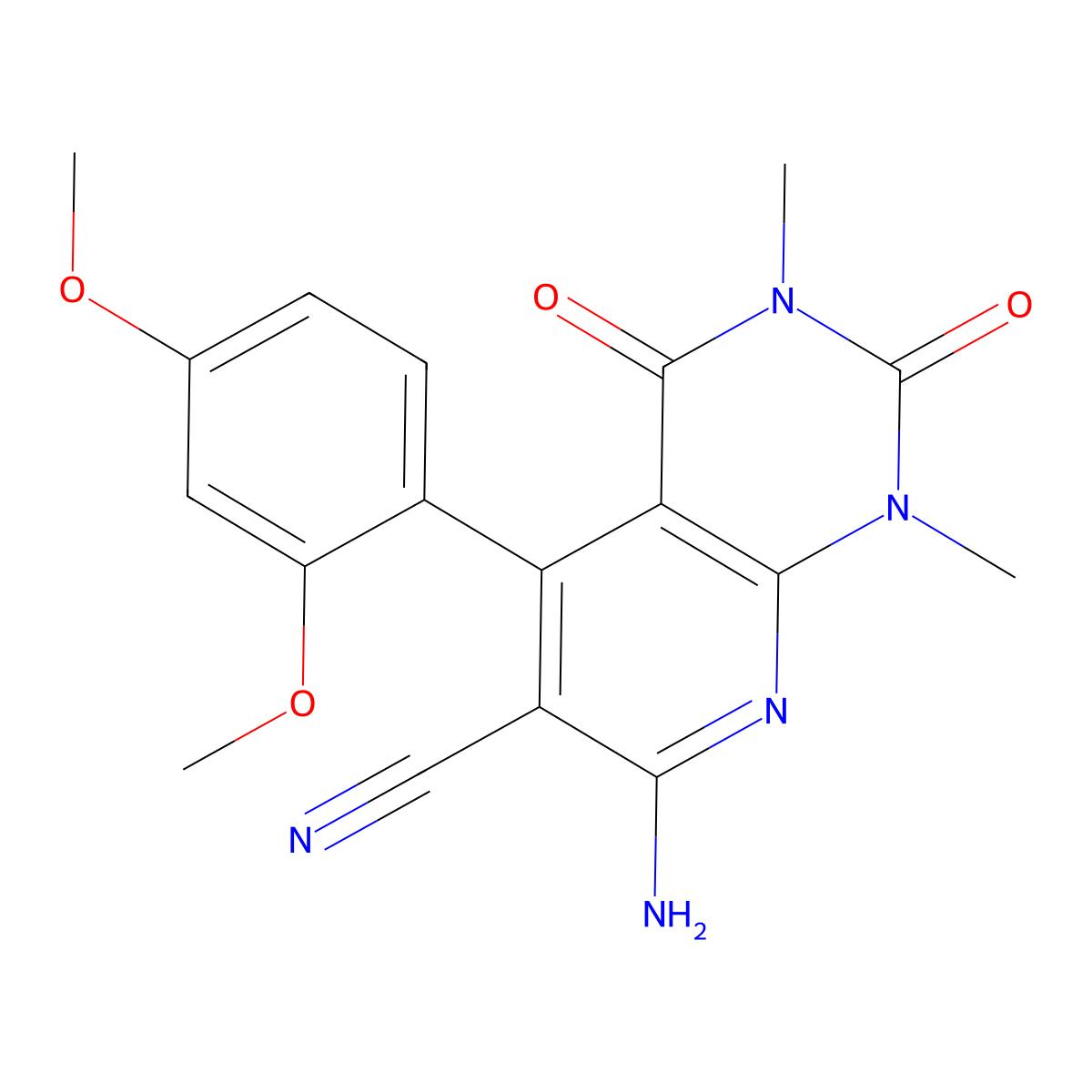 7-Amino-5-(2,4-dimethoxyphenyl)-1,3-dimethyl-2,4-dioxopyrido[2,3-d]pyrimidine-6-carbonitrile molecular structure, CAS 443729-97-3
