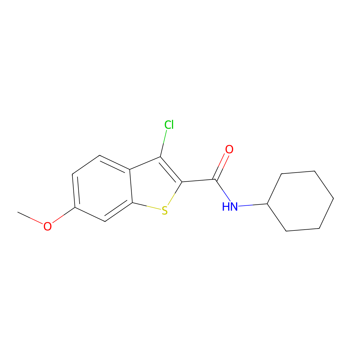 3-chloro-N-cyclohexyl-6-methoxy-1-benzothiophene-2-carboxamide molecular structure, CAS 443730-25-4