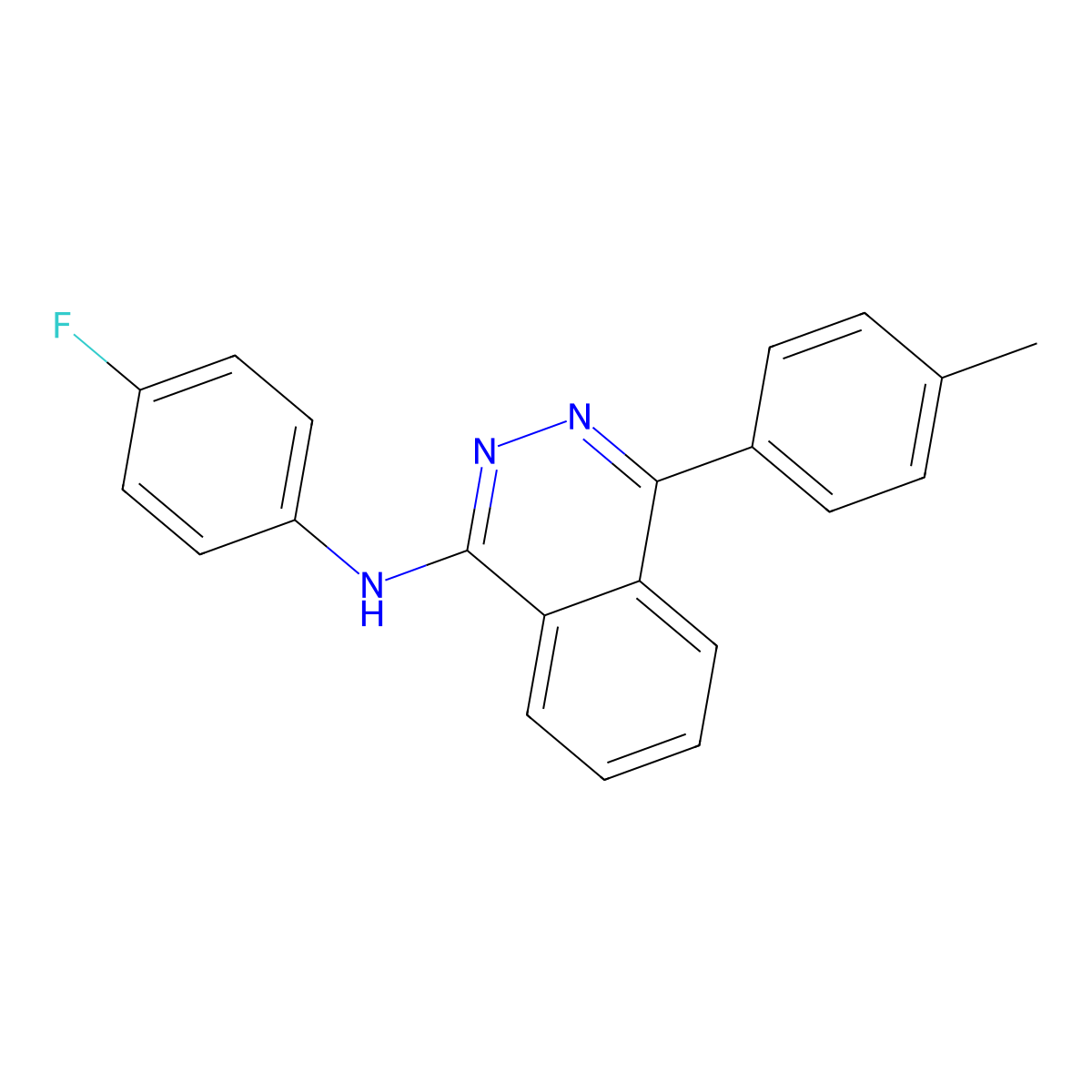 N-(4-fluorophenyl)-4-(4-methylphenyl)phthalazin-1-amine molecular structure, CAS 443730-61-8
