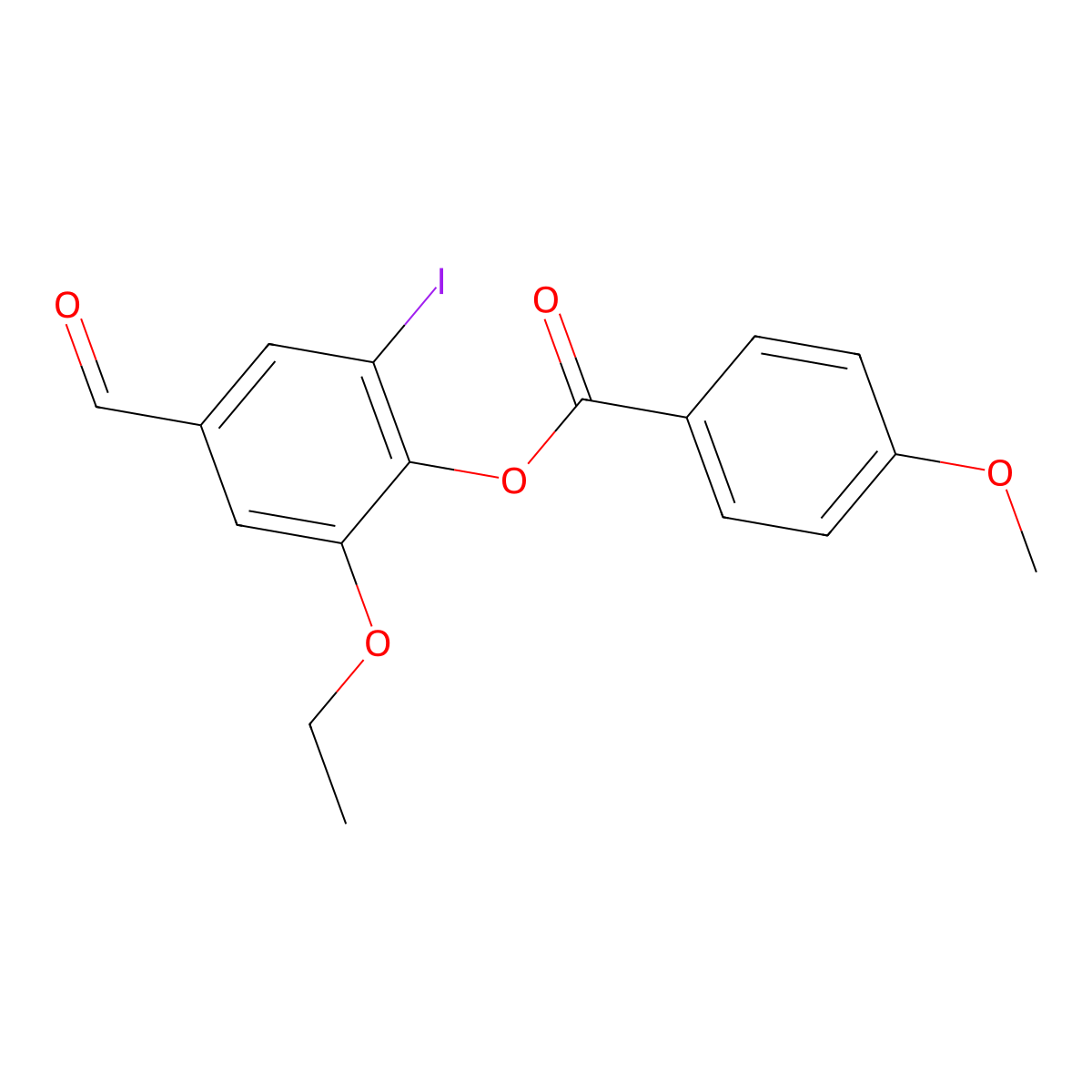 2-Ethoxy-4-formyl-6-iodophenyl 4-methoxybenzoate molecular structure, CAS 443730-63-0