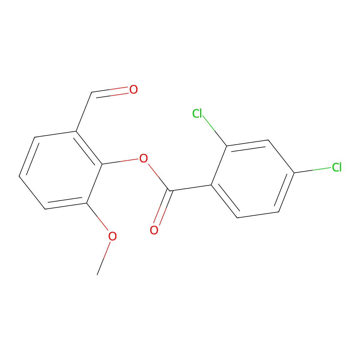 2-Formyl-6-methoxyphenyl 2,4-dichlorobenzoate molecular structure, CAS 443731-13-3