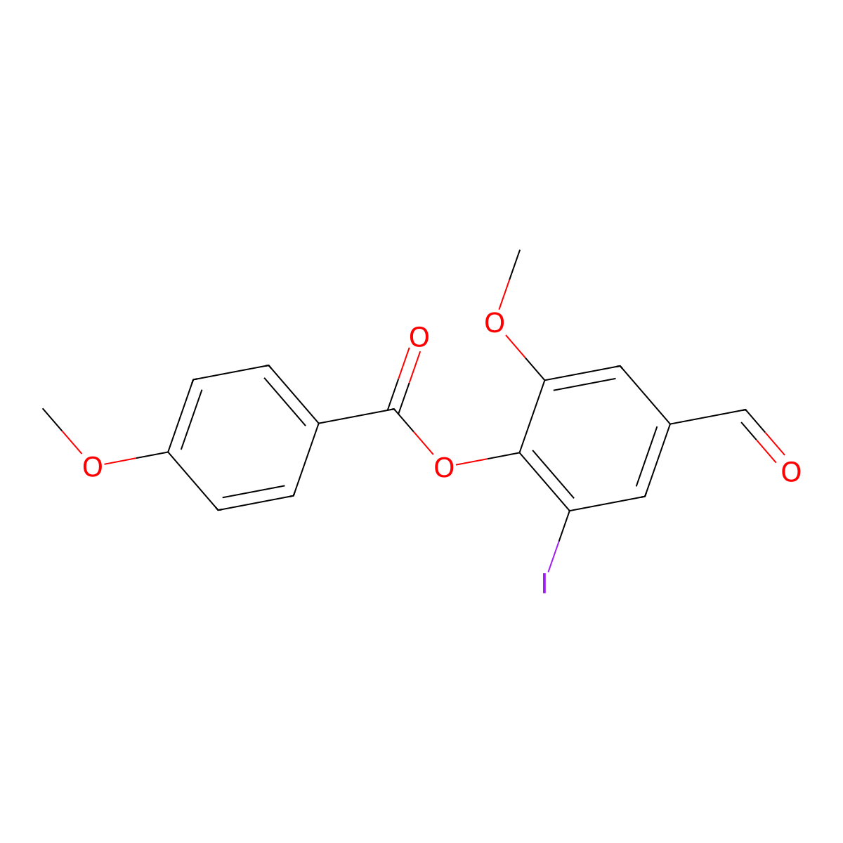 4-Formyl-2-iodo-6-methoxyphenyl 4-methoxybenzoate molecular structure, CAS 443731-18-8