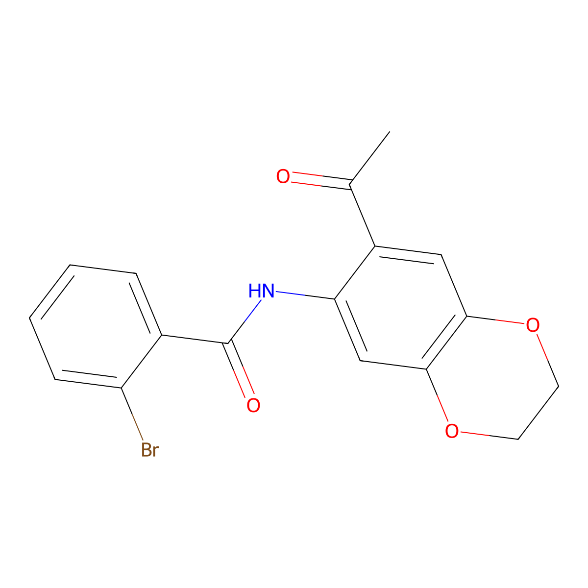 N-(7-acetyl-2,3-dihydro-1,4-benzodioxin-6-yl)-2-bromobenzamide molecular structure, CAS 443732-94-3