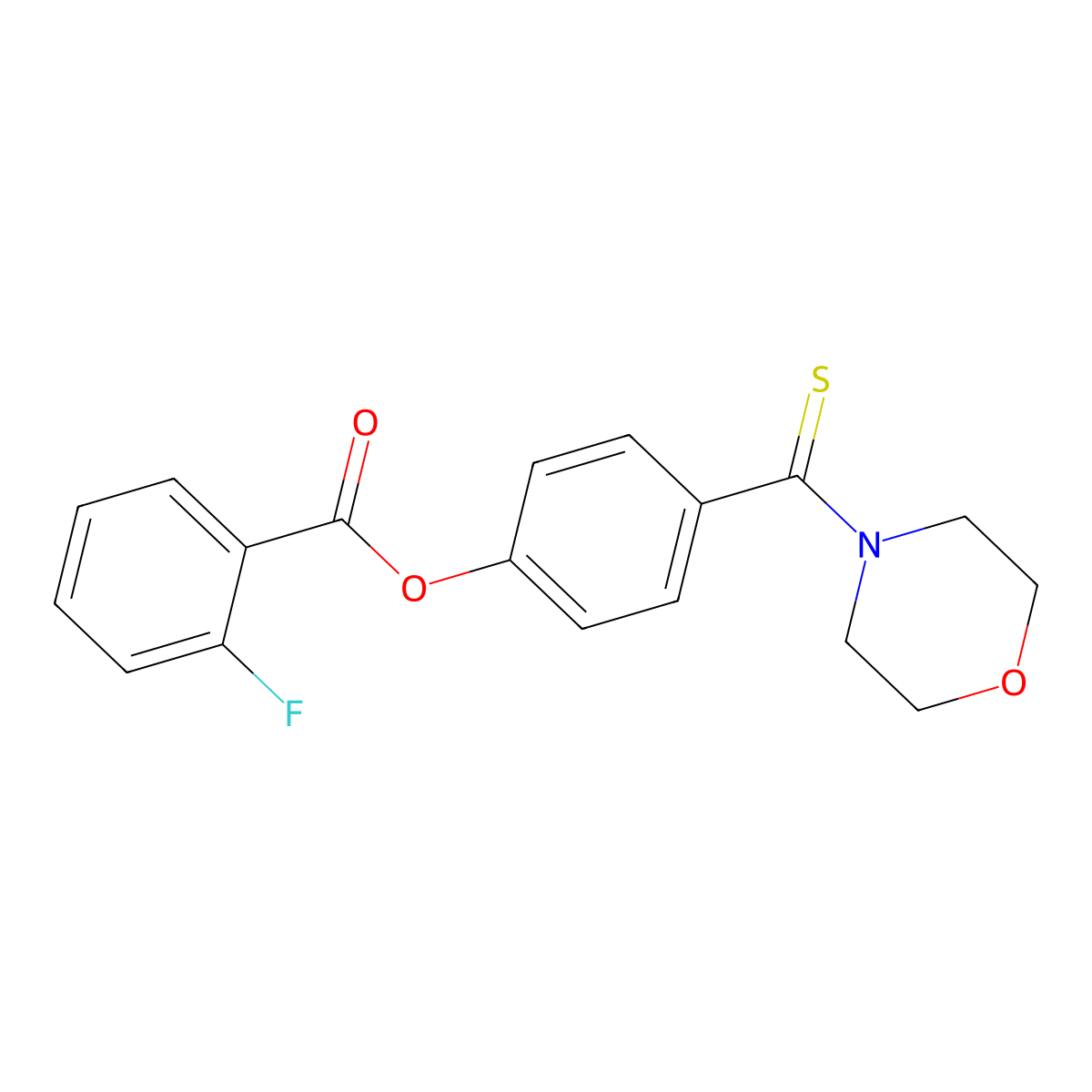 4-(Morpholin-4-ylcarbonothioyl)phenyl 2-fluorobenzoate molecular structure, CAS 443733-11-7