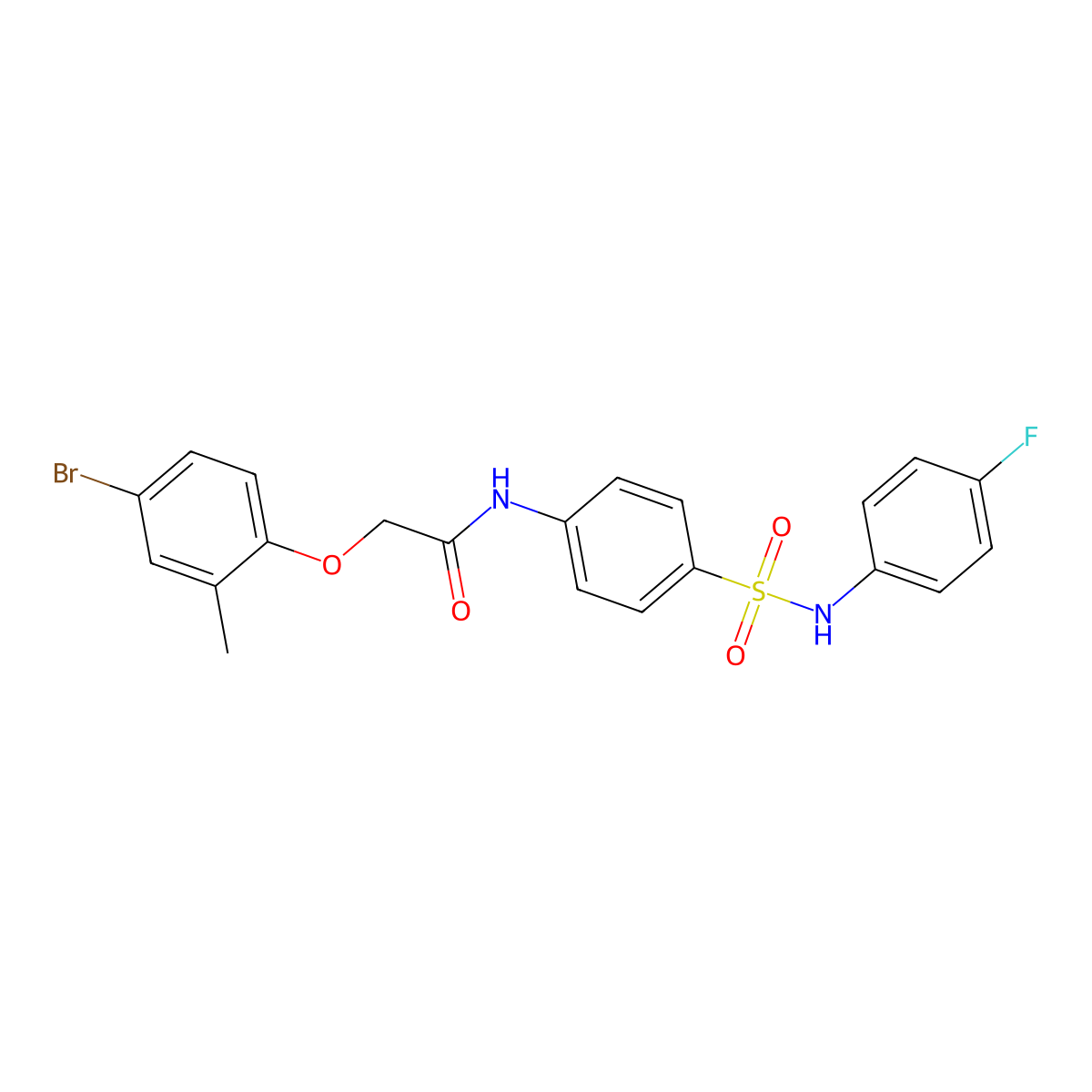 2-(4-bromo-2-methylphenoxy)-N-[4-[(4-fluorophenyl)sulfamoyl]phenyl]acetamide molecular structure, CAS 443734-35-8