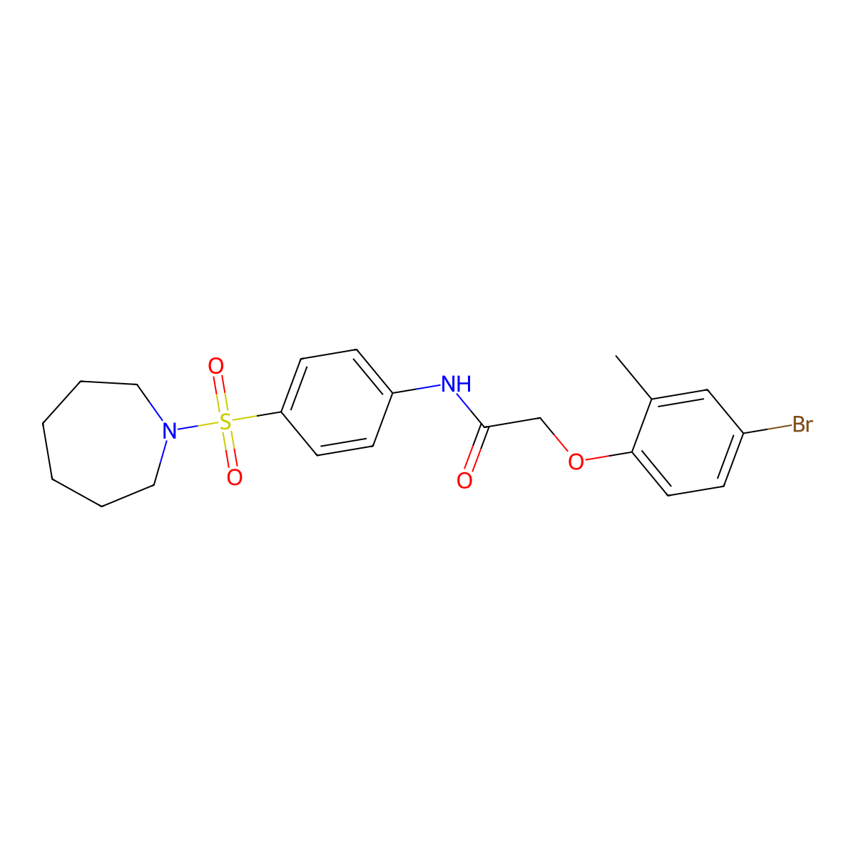 N-[4-(azepan-1-ylsulfonyl)phenyl]-2-(4-bromo-2-methylphenoxy)acetamide molecular structure, CAS 443734-38-1