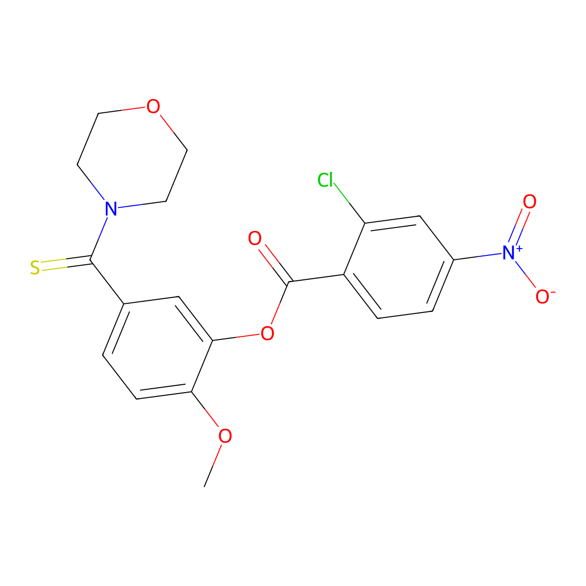 2-Methoxy-5-(morpholin-4-ylcarbonothioyl)phenyl 2-chloro-4-nitrobenzoate molecular structure, CAS 443734-92-7